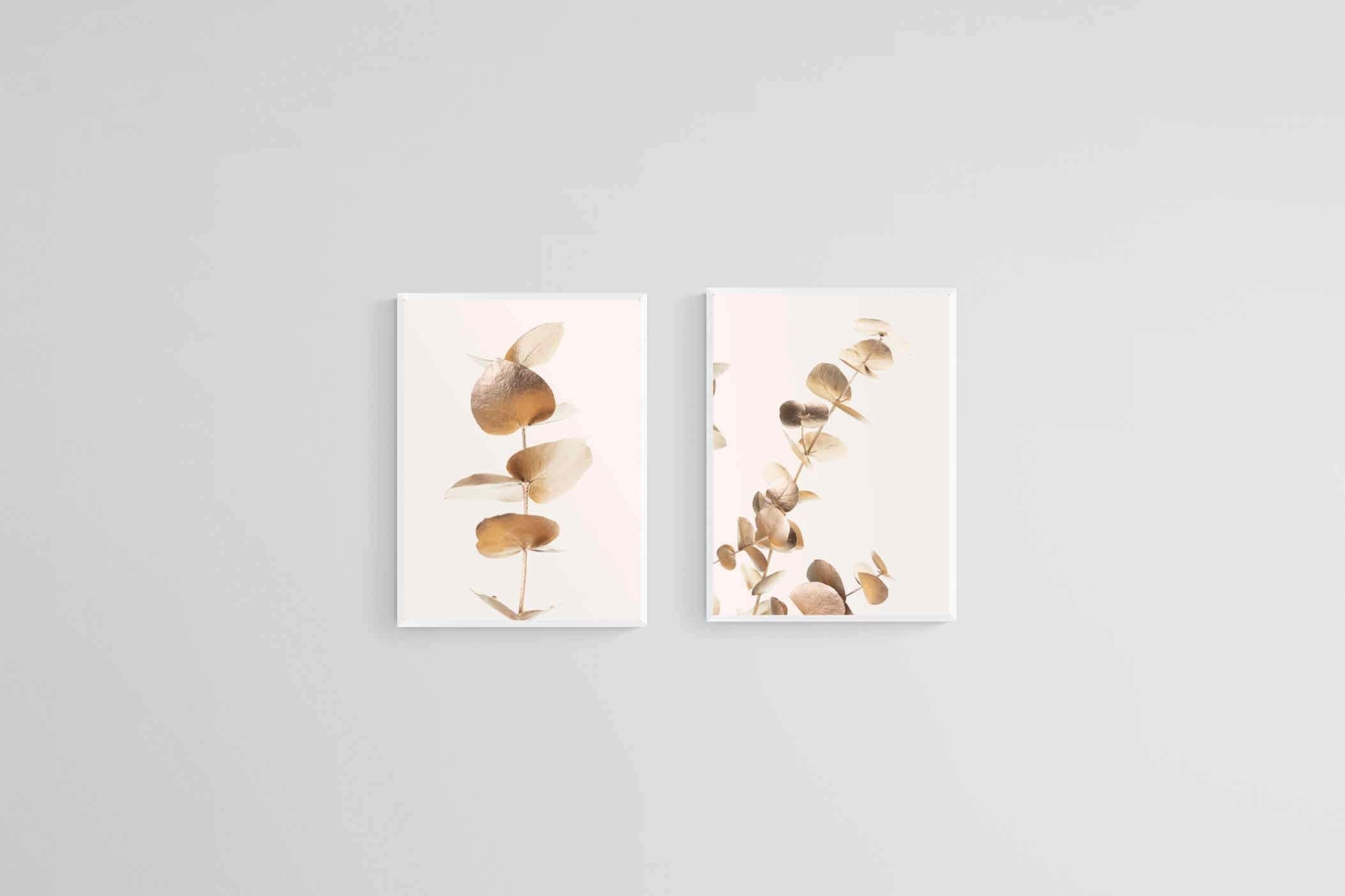 Golden Eucalyptus Set-Wall_Art-45 x 60cm (x2)-Mounted Canvas-White-Pixalot