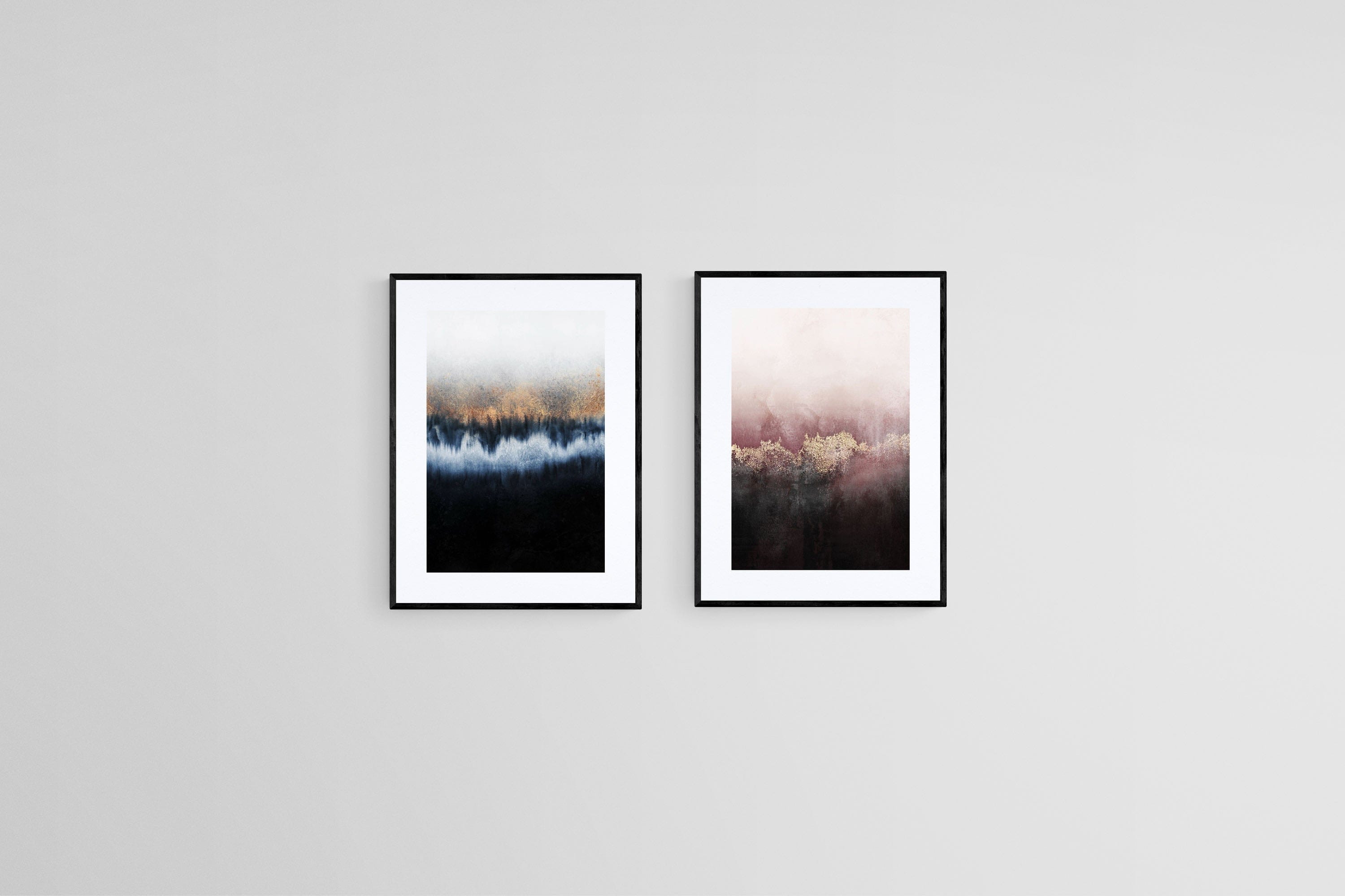 Golden Forests Set-Wall_Art-45 x 60cm (x2)-Framed Print-Black-Pixalot