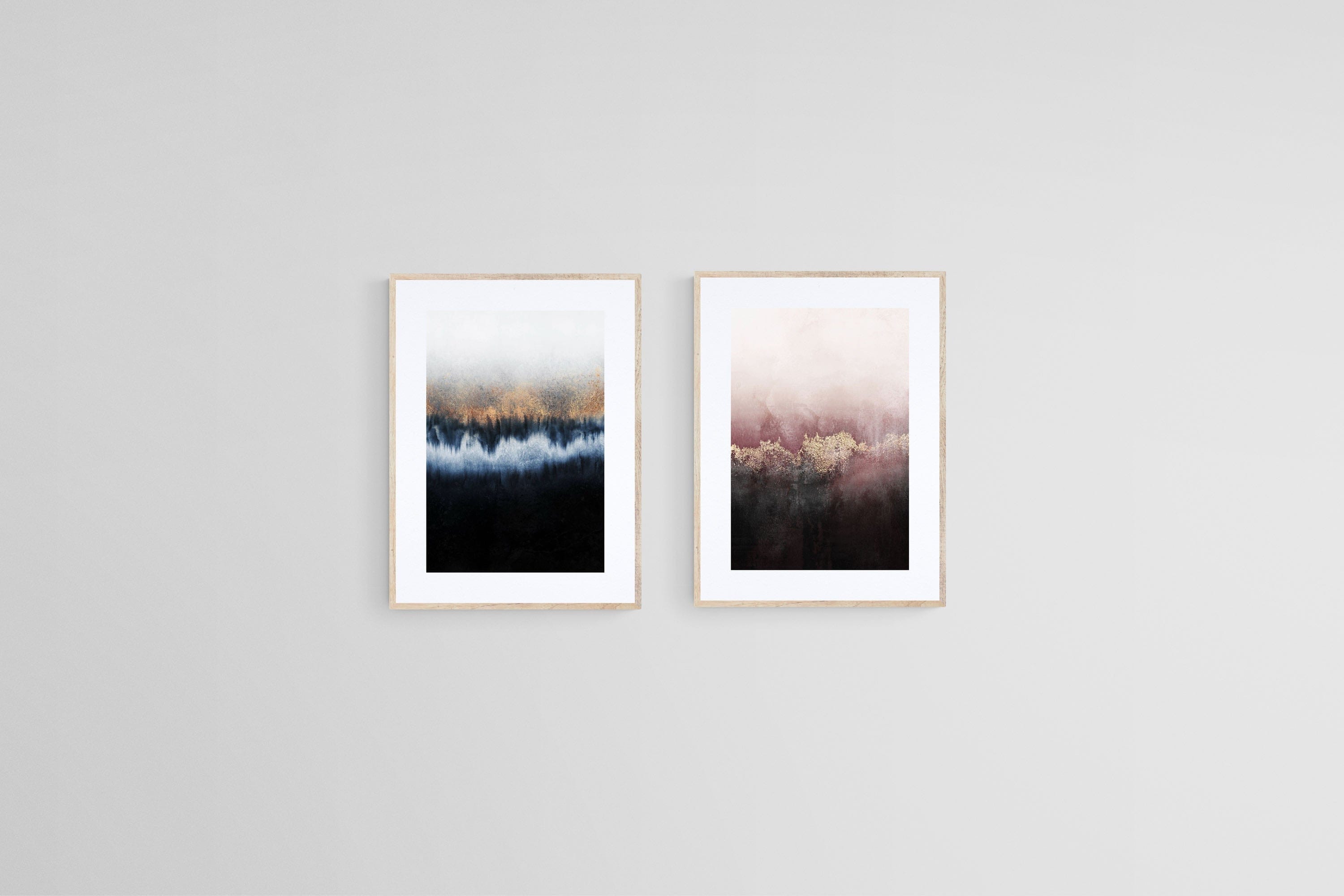 Golden Forests Set-Wall_Art-45 x 60cm (x2)-Framed Print-Wood-Pixalot