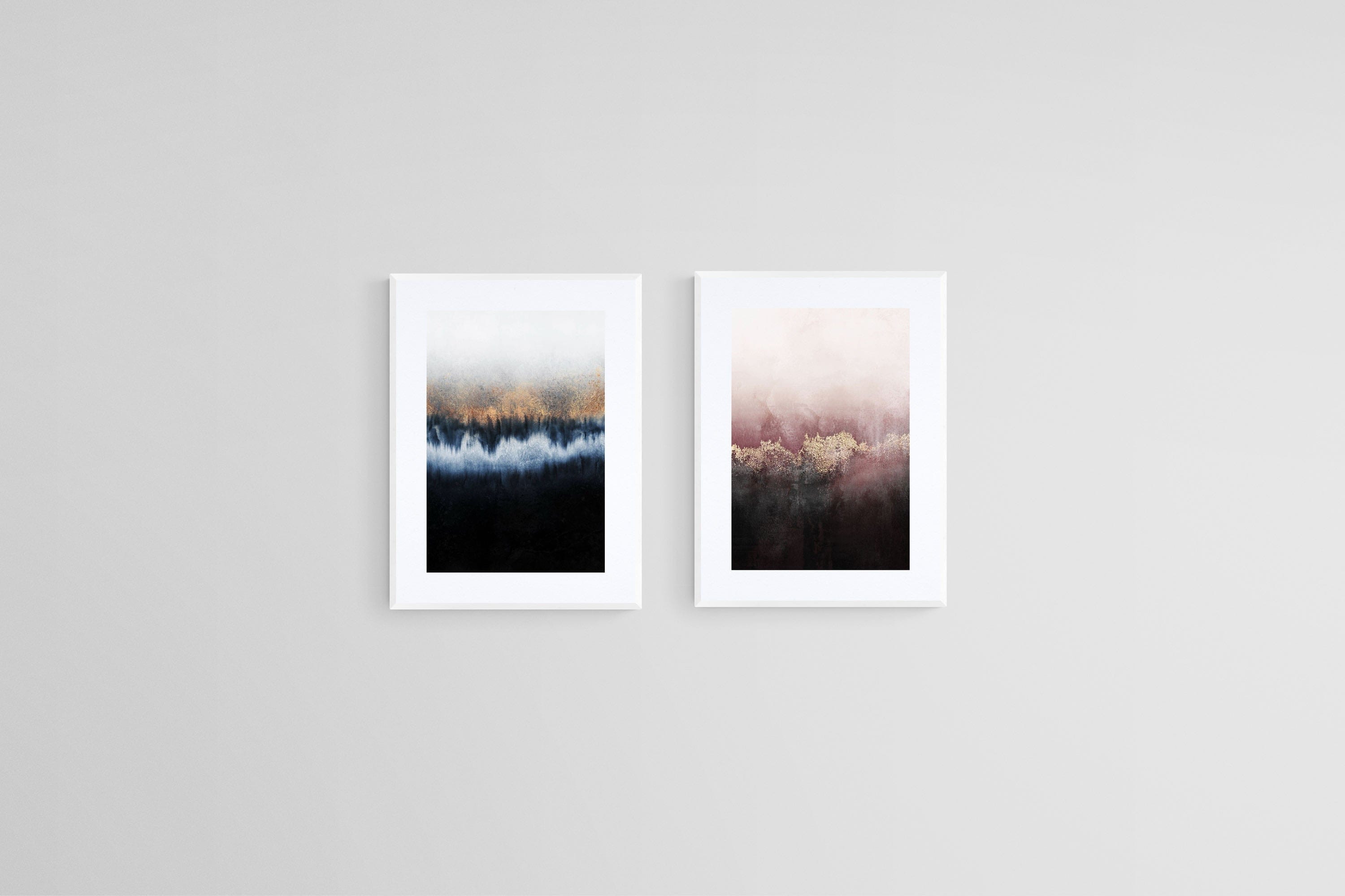 Golden Forests Set-Wall_Art-45 x 60cm (x2)-Framed Print-White-Pixalot