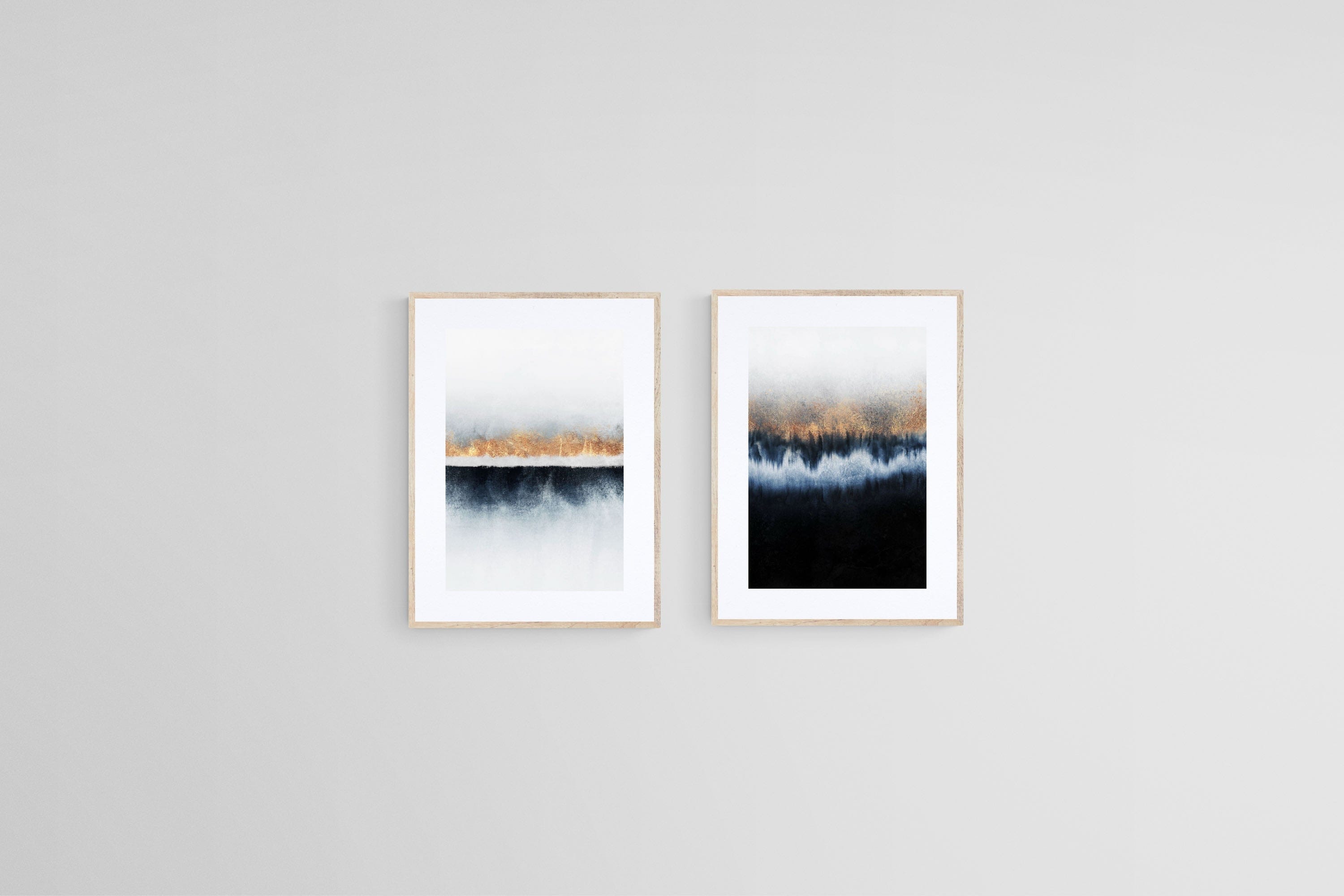 Golden Horizons Set-Wall_Art-45 x 60cm (x2)-Framed Print-Wood-Pixalot