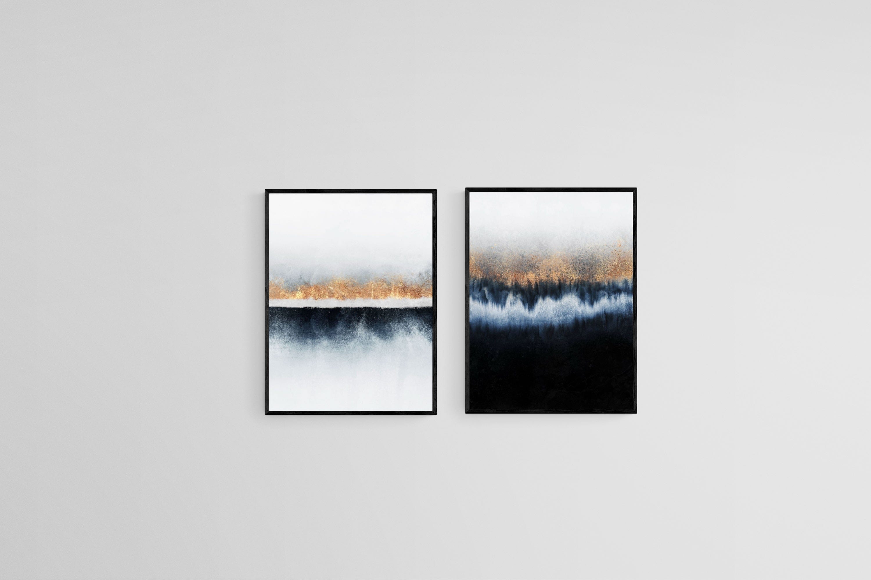 Golden Horizons Set-Wall_Art-45 x 60cm (x2)-Mounted Canvas-Black-Pixalot