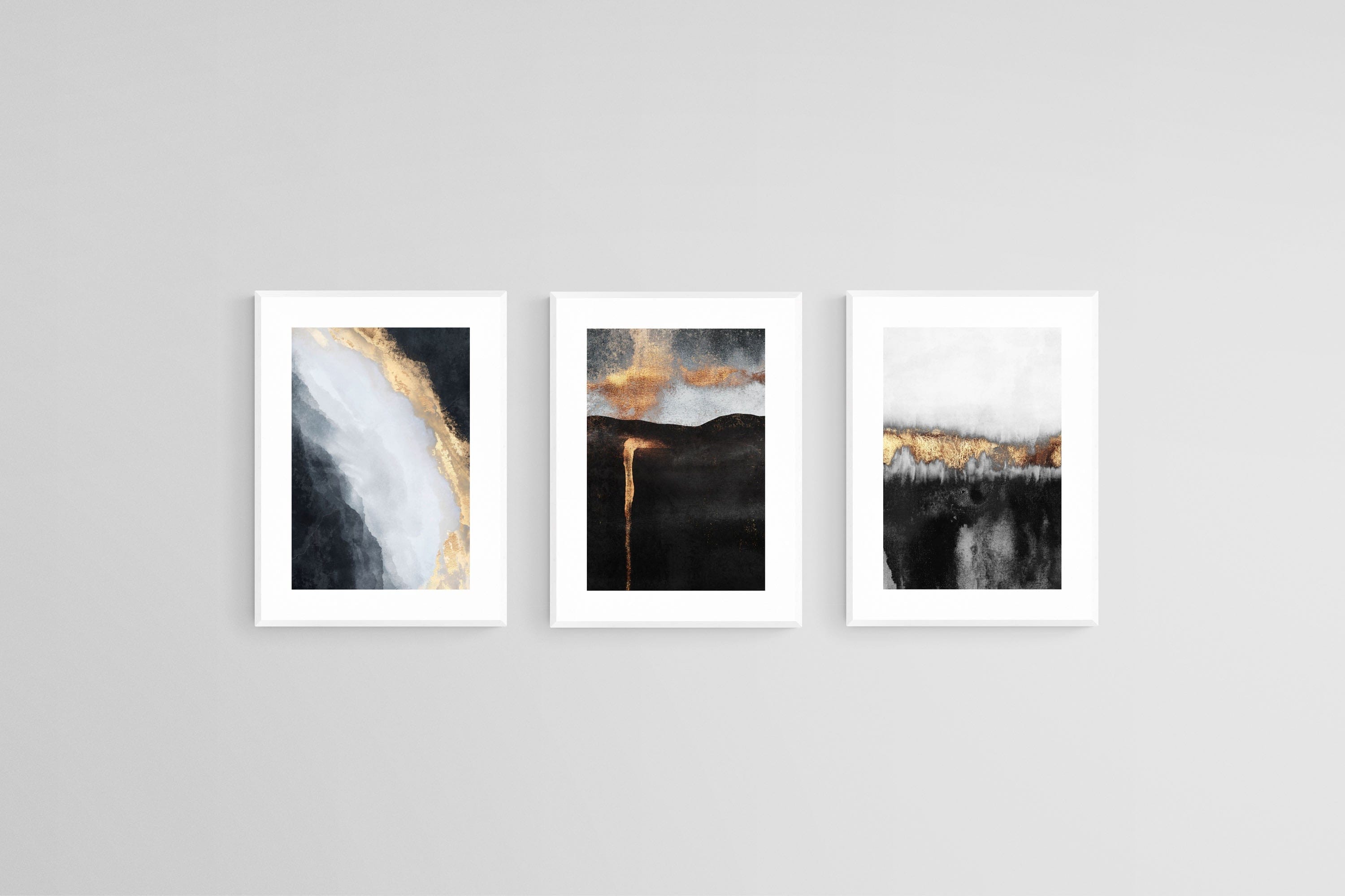 Golden Magma Set-Wall_Art-45 x 60cm (x3)-Framed Print-White-Pixalot