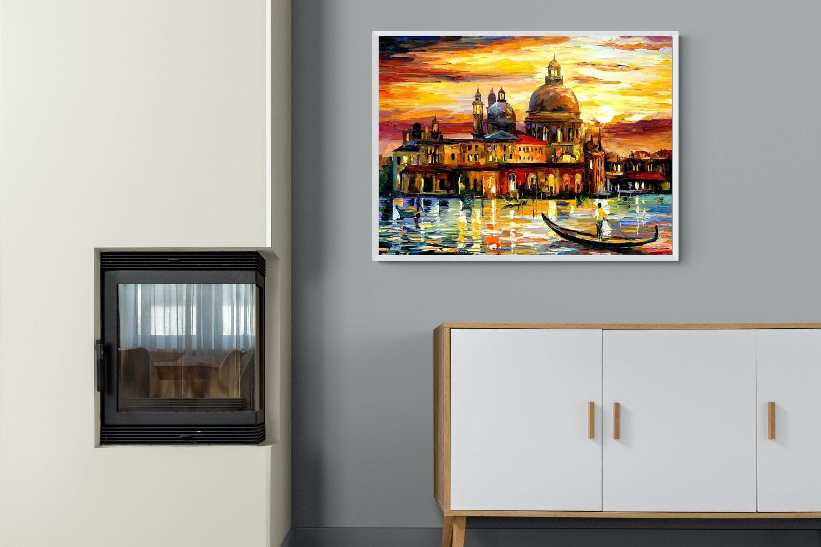 Golden Skies of Venice-Wall_Art-100 x 75cm-Mounted Canvas-White-Pixalot