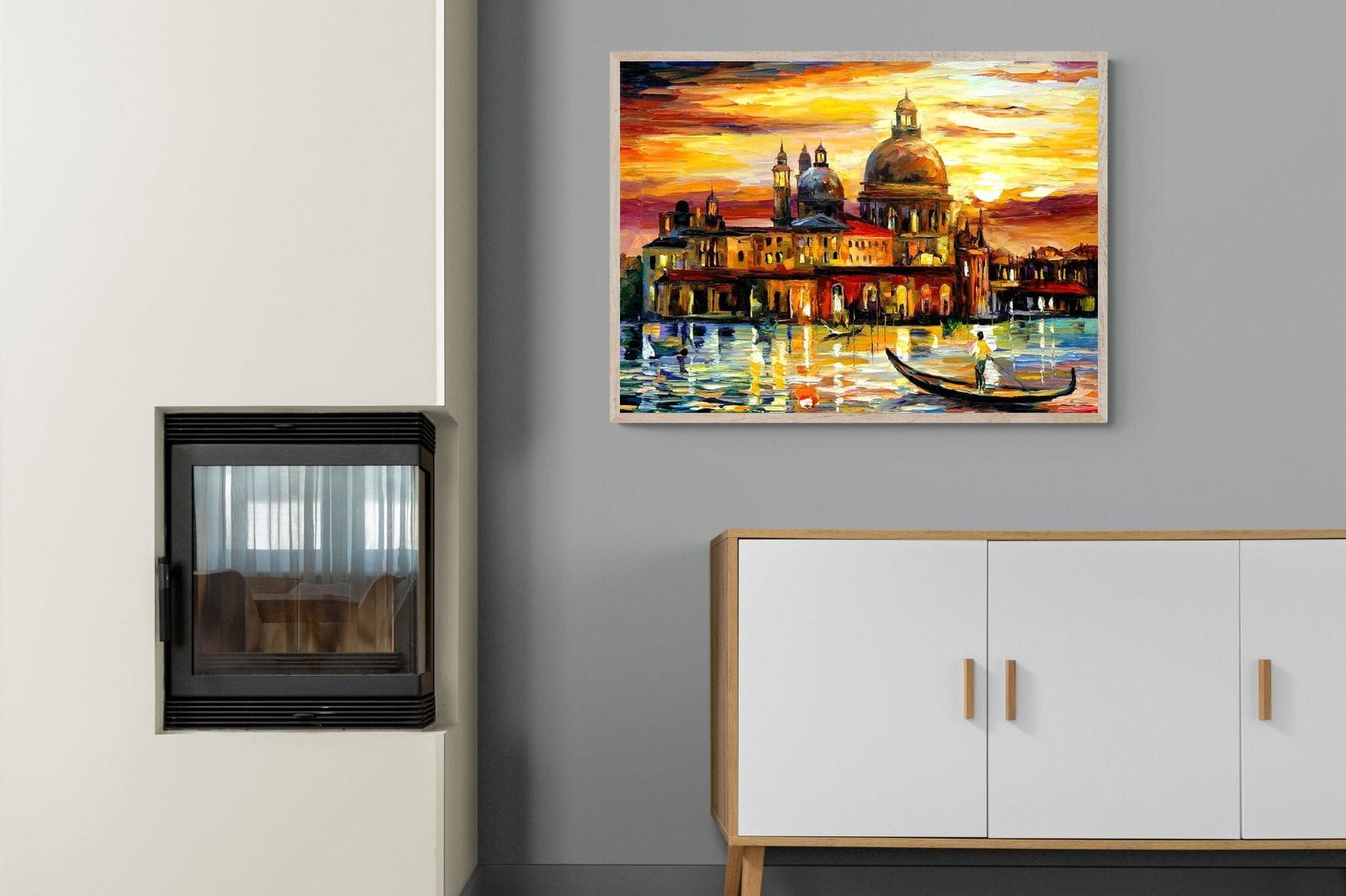 Golden Skies of Venice-Wall_Art-100 x 75cm-Mounted Canvas-Wood-Pixalot
