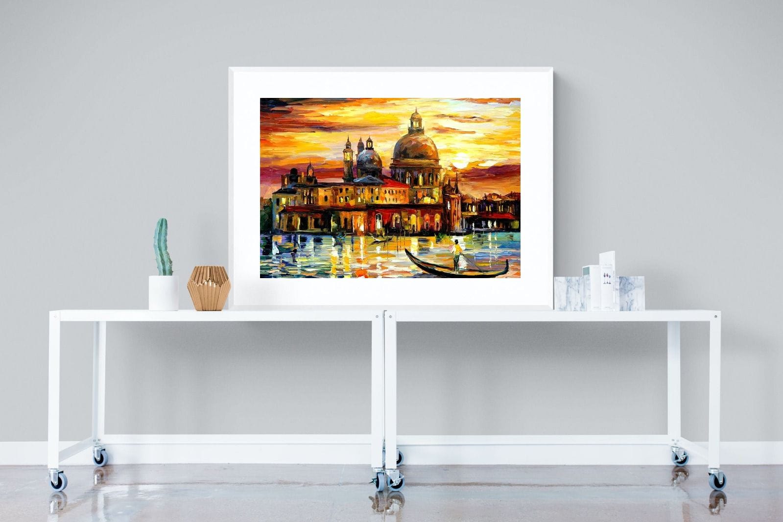 Golden Skies of Venice-Wall_Art-120 x 90cm-Framed Print-White-Pixalot