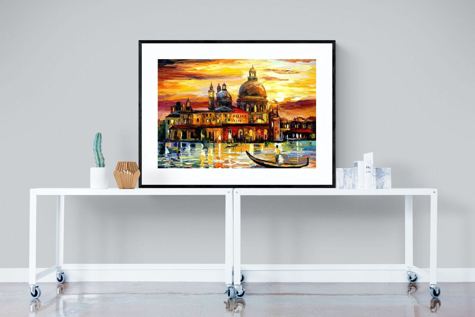 Golden Skies of Venice-Wall_Art-120 x 90cm-Framed Print-Black-Pixalot