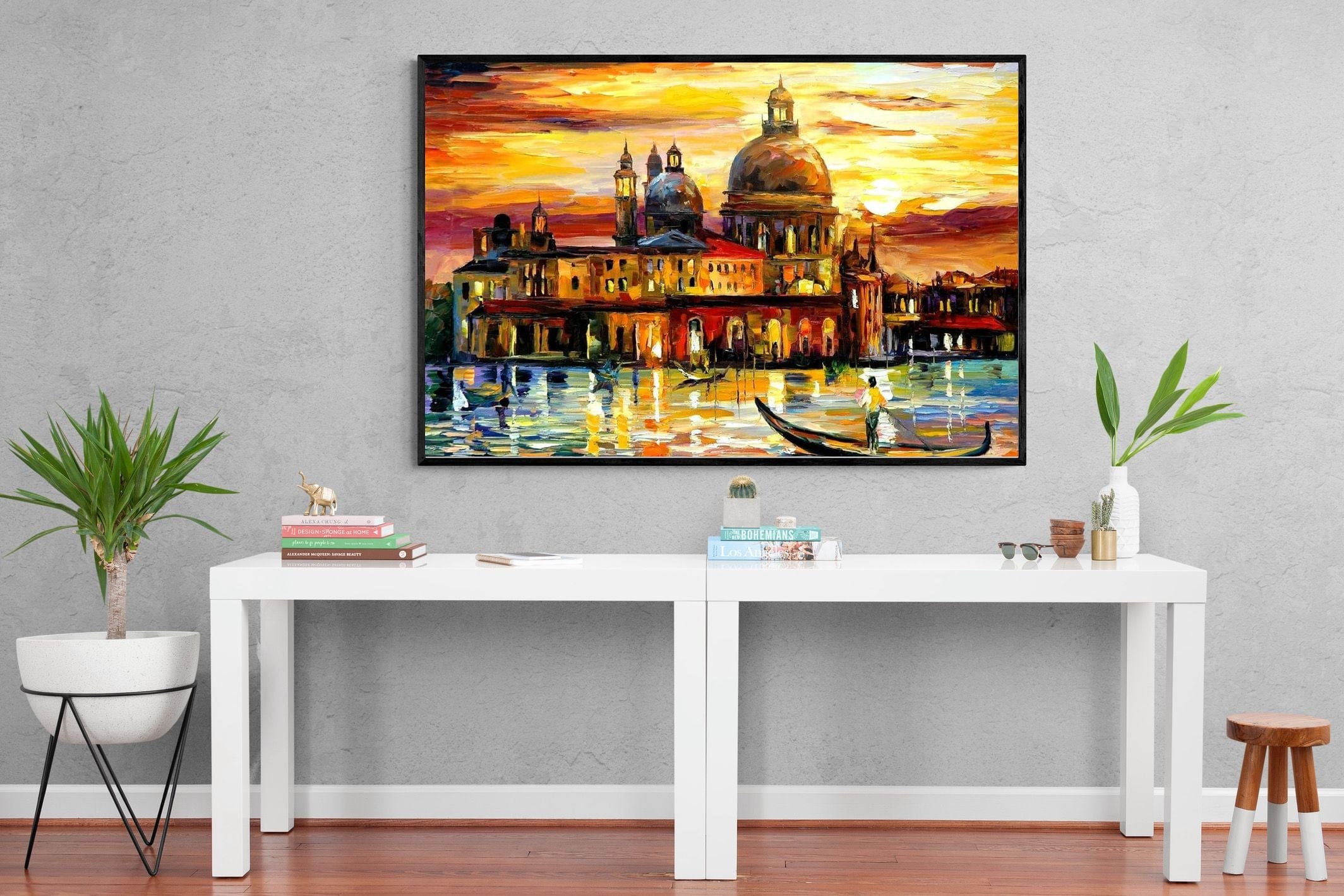 Golden Skies of Venice-Wall_Art-150 x 100cm-Mounted Canvas-Black-Pixalot