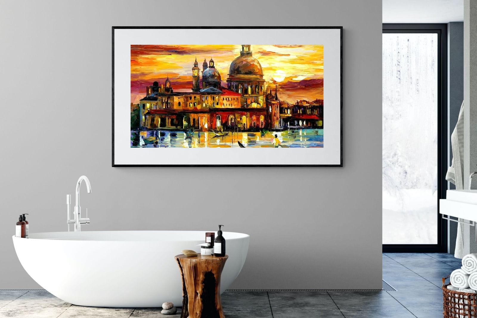 Golden Skies of Venice-Wall_Art-180 x 110cm-Framed Print-Black-Pixalot