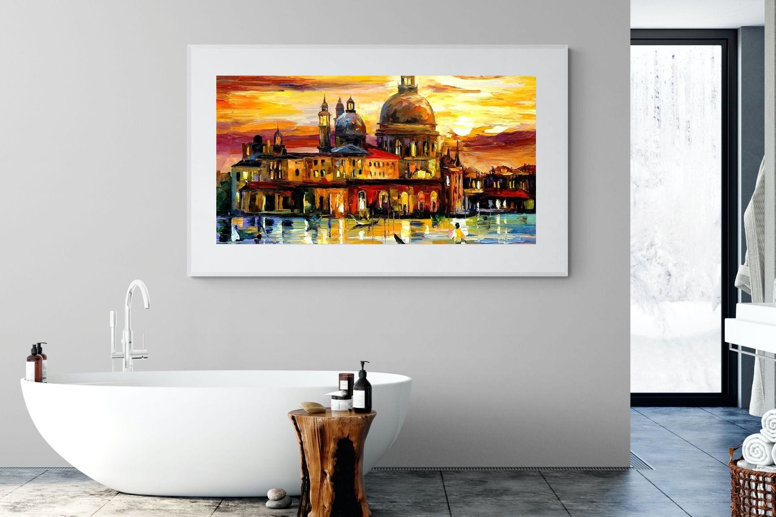Golden Skies of Venice-Wall_Art-180 x 110cm-Framed Print-White-Pixalot