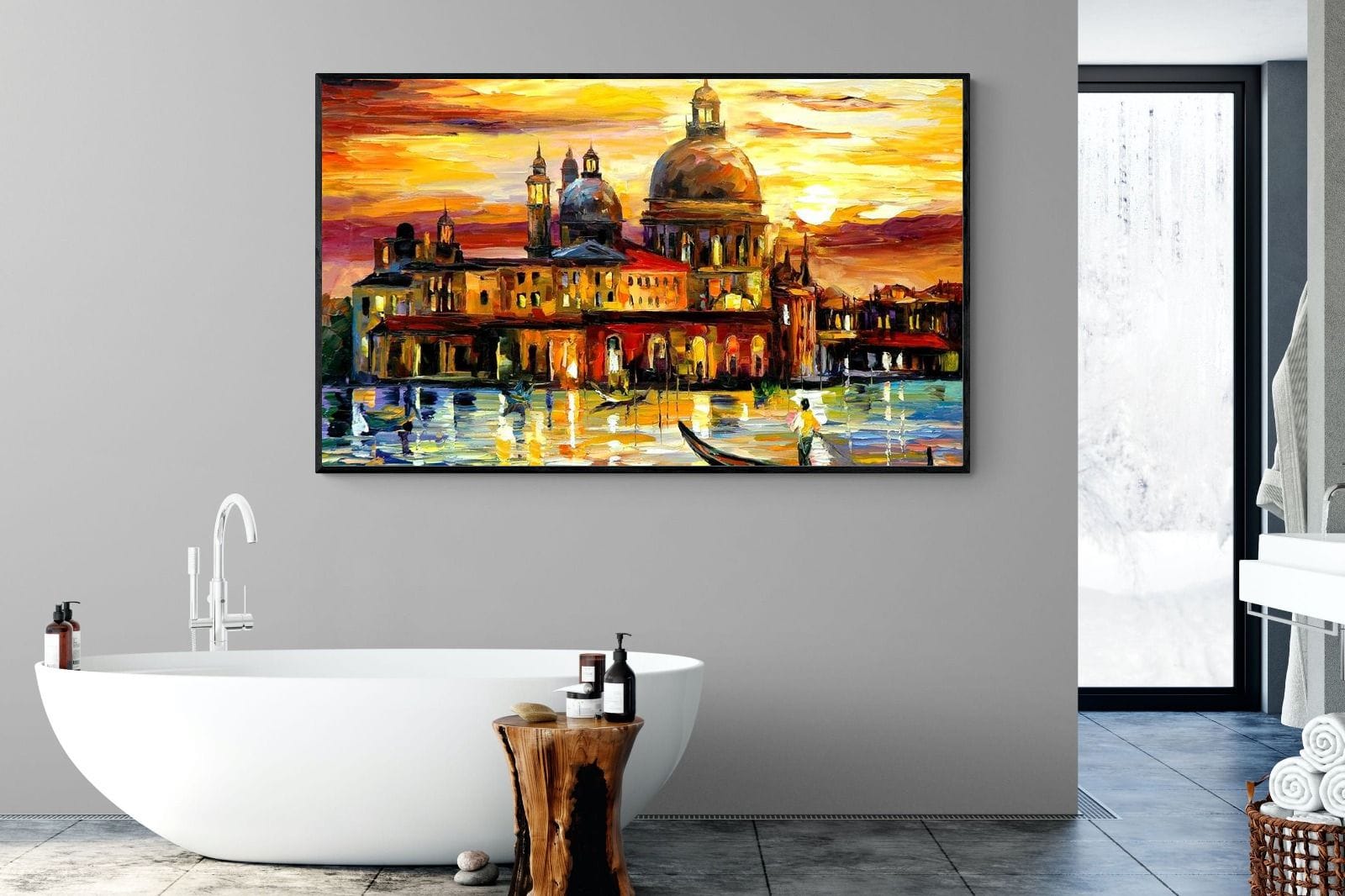 Golden Skies of Venice-Wall_Art-180 x 110cm-Mounted Canvas-Black-Pixalot