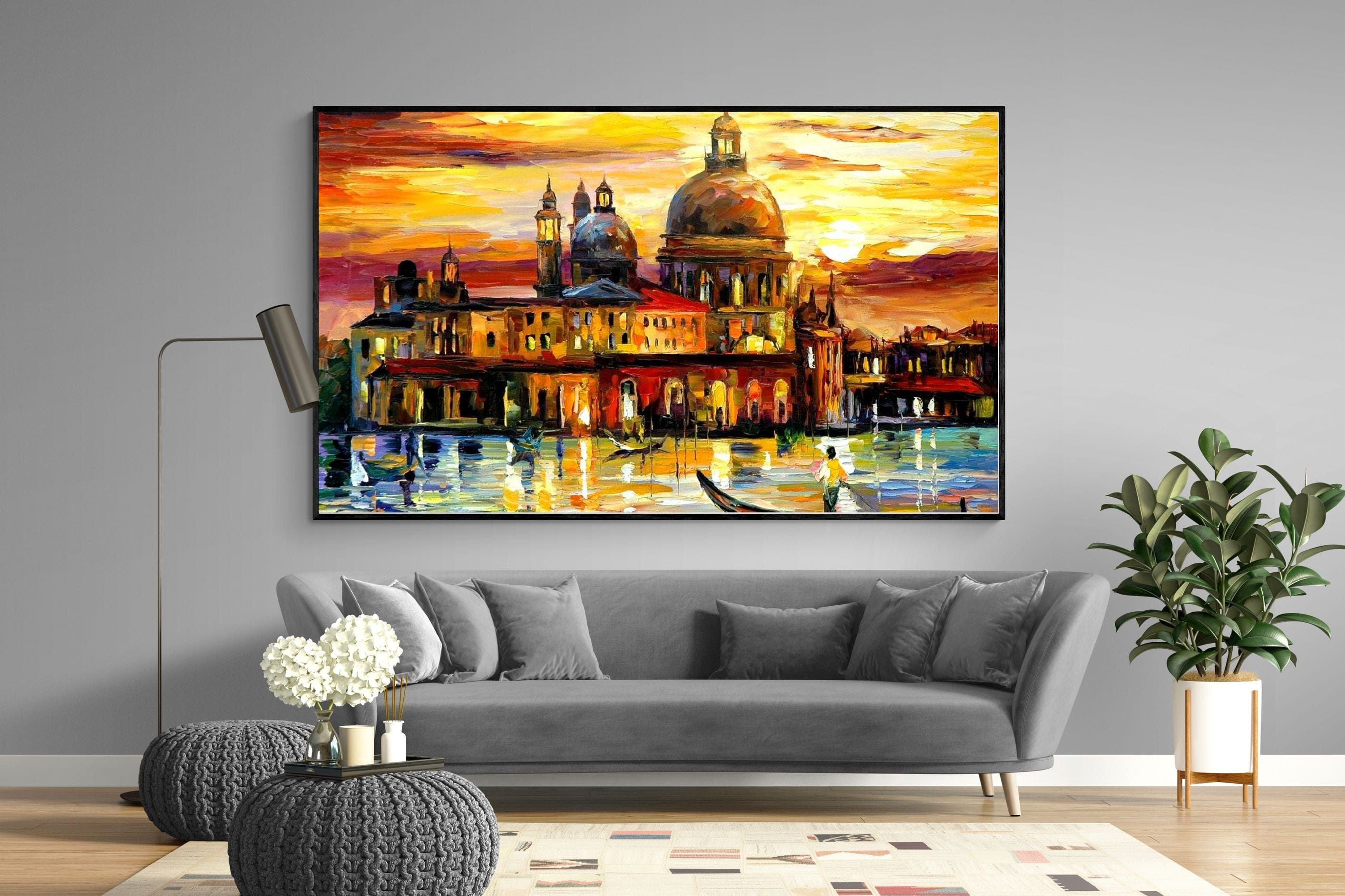 Golden Skies of Venice-Wall_Art-220 x 130cm-Mounted Canvas-Black-Pixalot