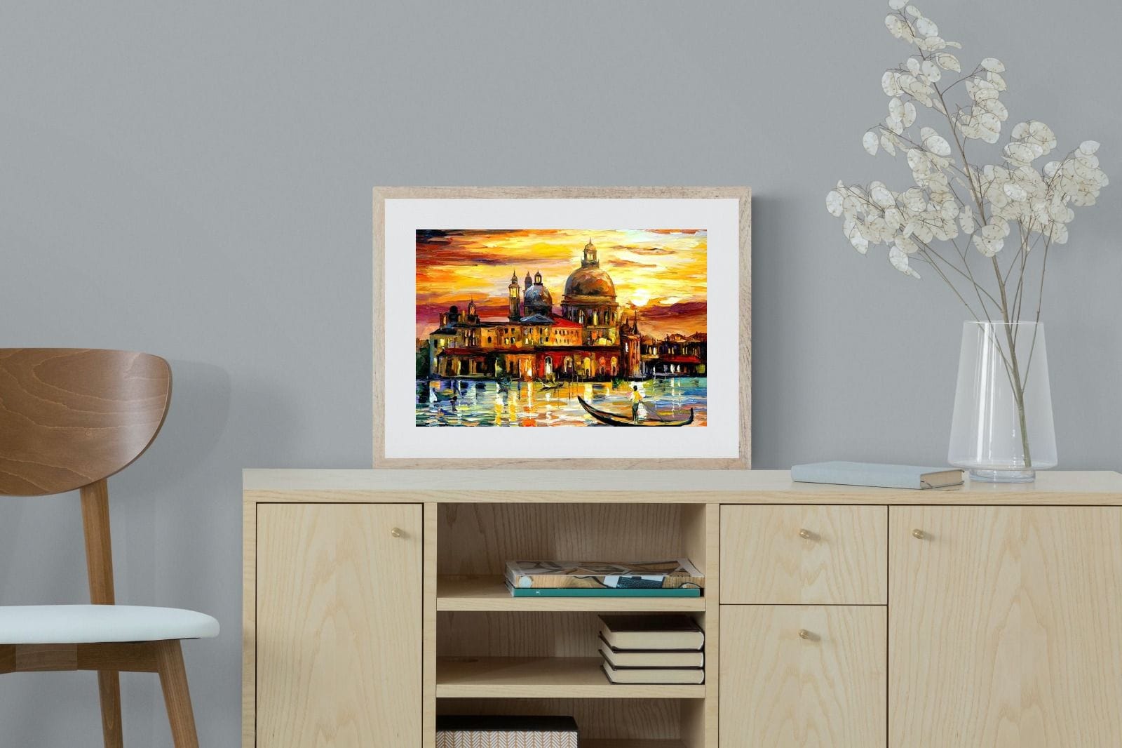 Golden Skies of Venice-Wall_Art-60 x 45cm-Framed Print-Wood-Pixalot
