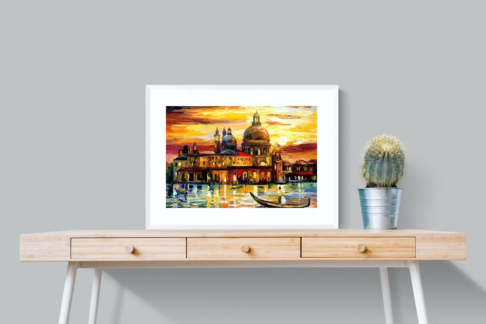 Golden Skies of Venice-Wall_Art-80 x 60cm-Framed Print-White-Pixalot