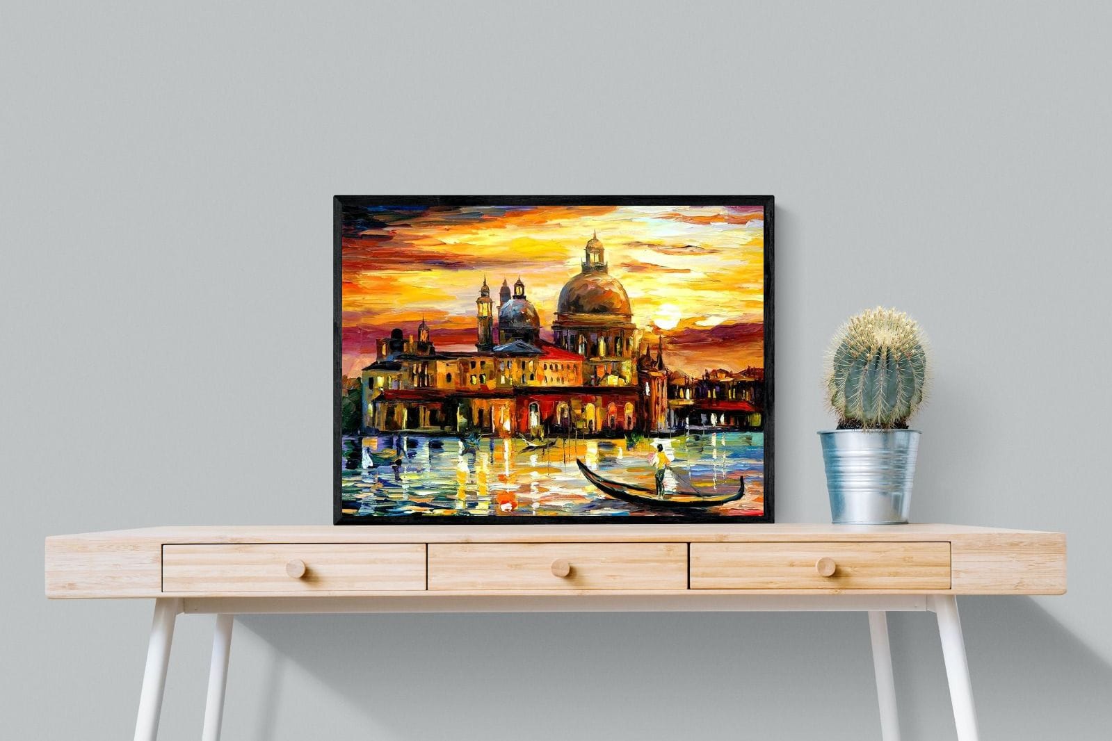 Golden Skies of Venice-Wall_Art-80 x 60cm-Mounted Canvas-Black-Pixalot