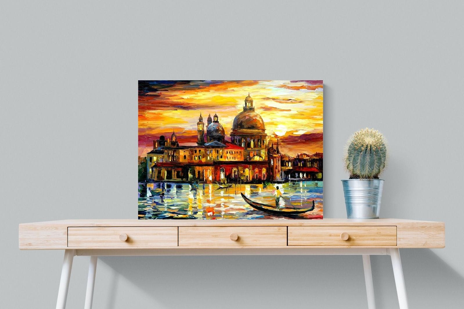 Golden Skies of Venice-Wall_Art-80 x 60cm-Mounted Canvas-No Frame-Pixalot