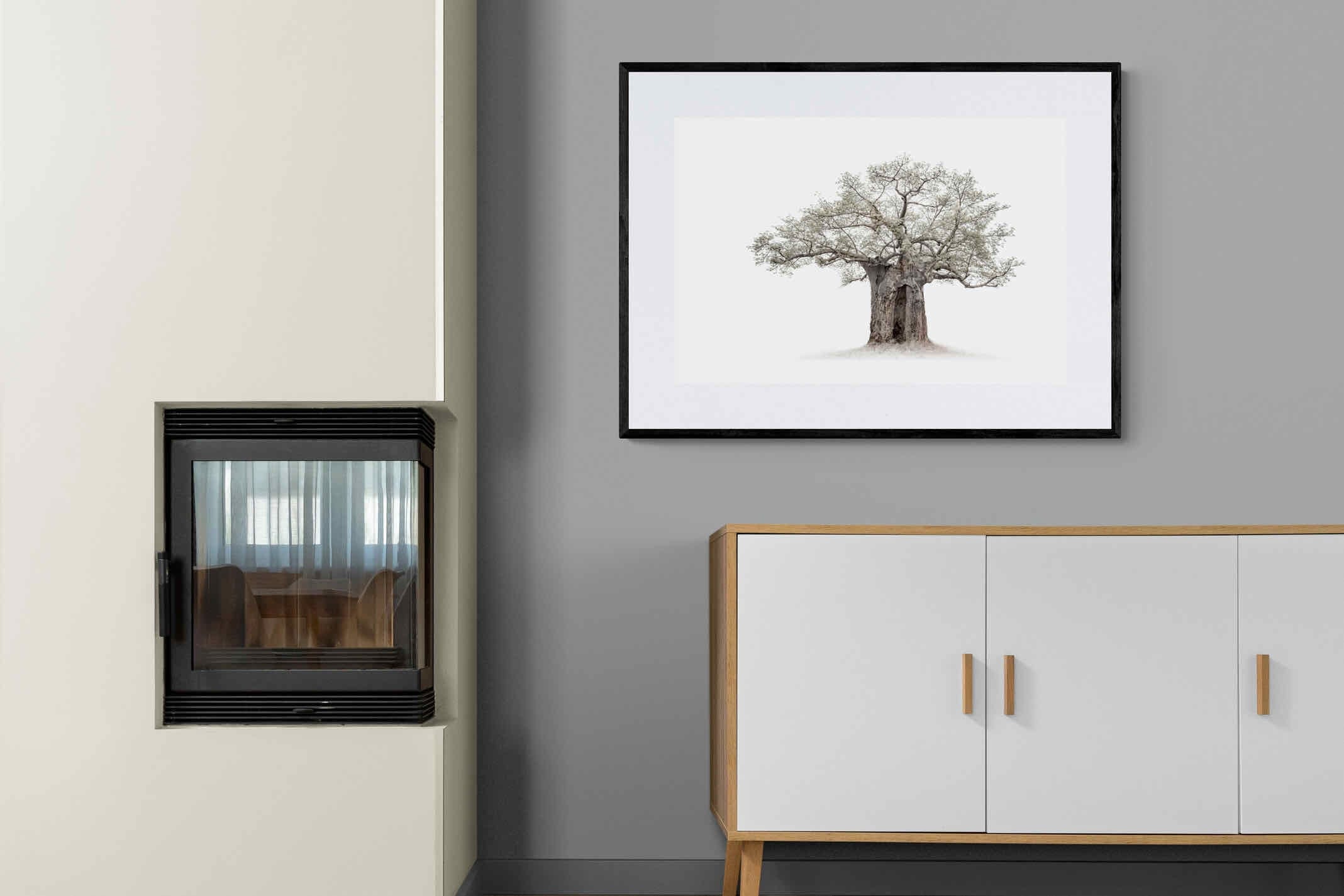 High Key Baobab-Wall_Art-100 x 75cm-Framed Print-Black-Pixalot
