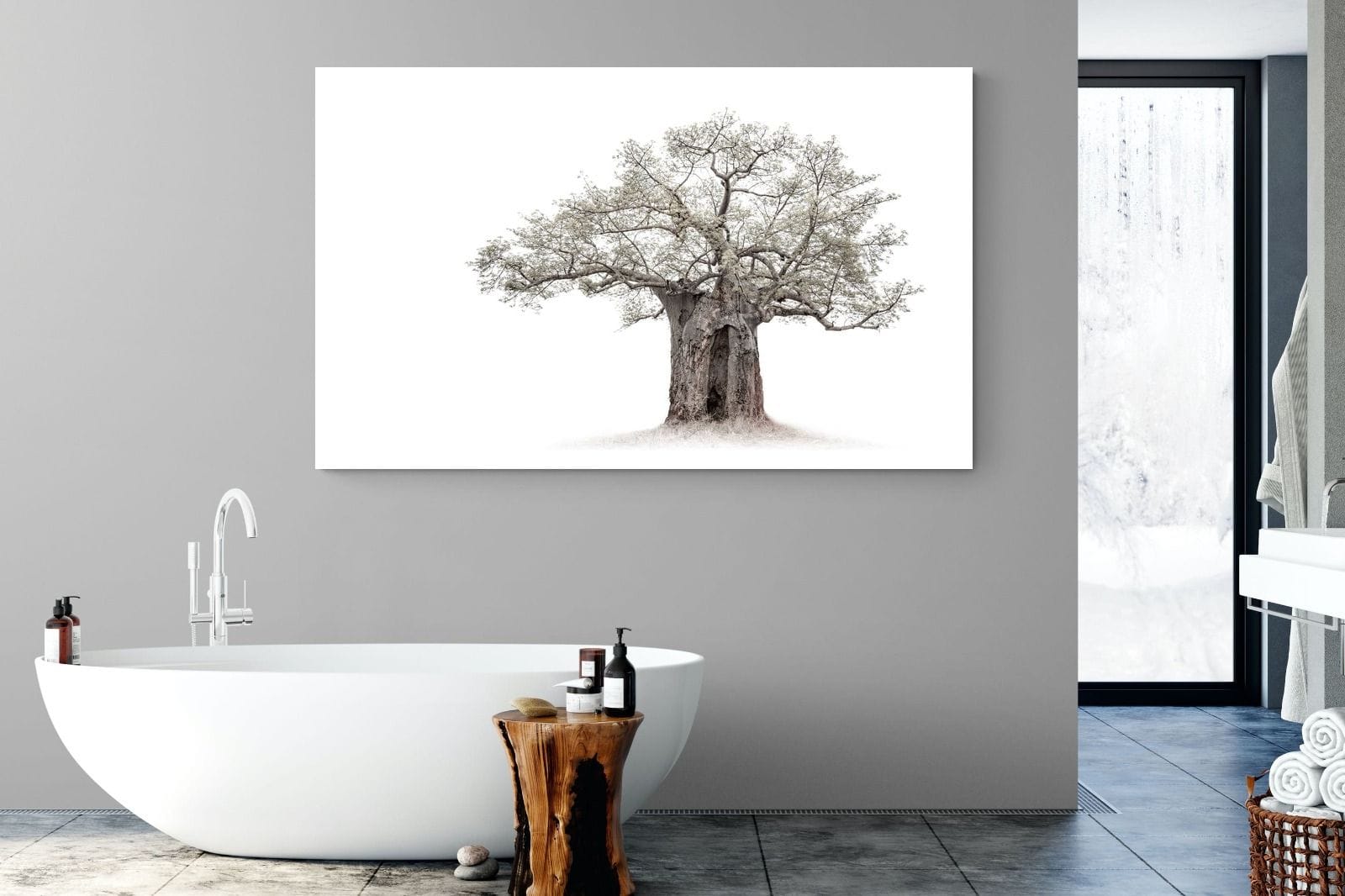High Key Baobab-Wall_Art-180 x 110cm-Mounted Canvas-No Frame-Pixalot