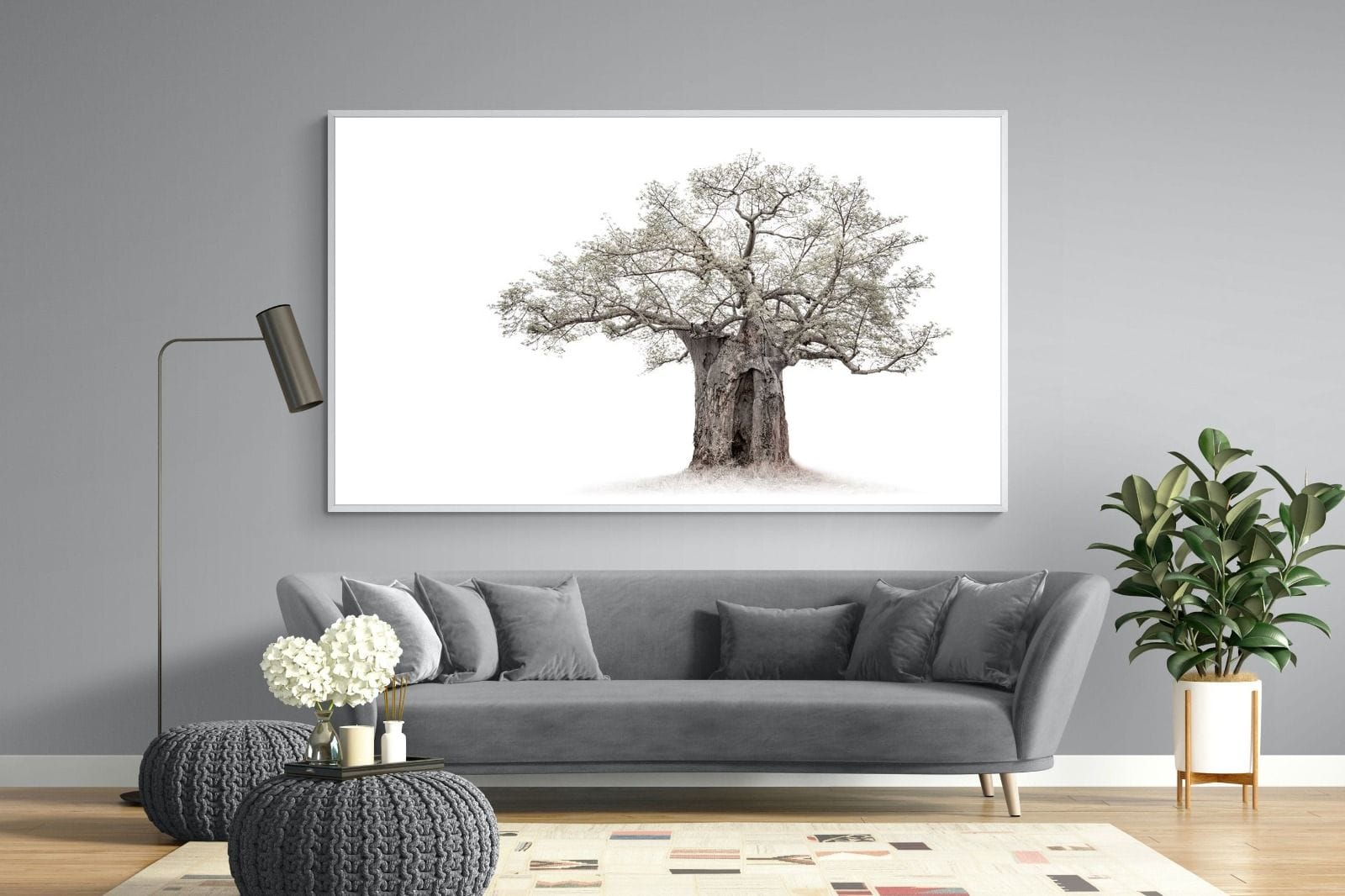 High Key Baobab-Wall_Art-220 x 130cm-Mounted Canvas-White-Pixalot