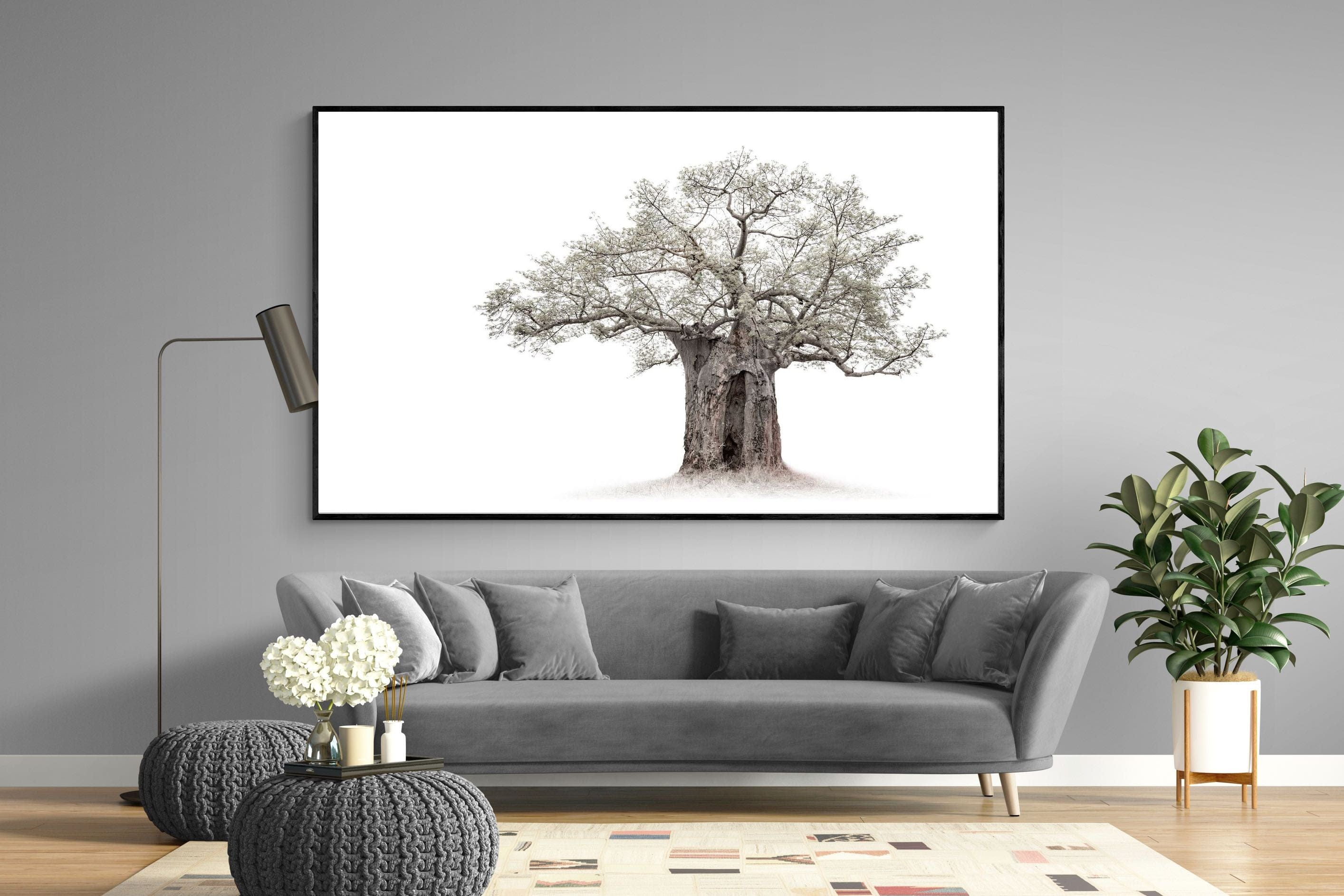 High Key Baobab-Wall_Art-220 x 130cm-Mounted Canvas-Black-Pixalot