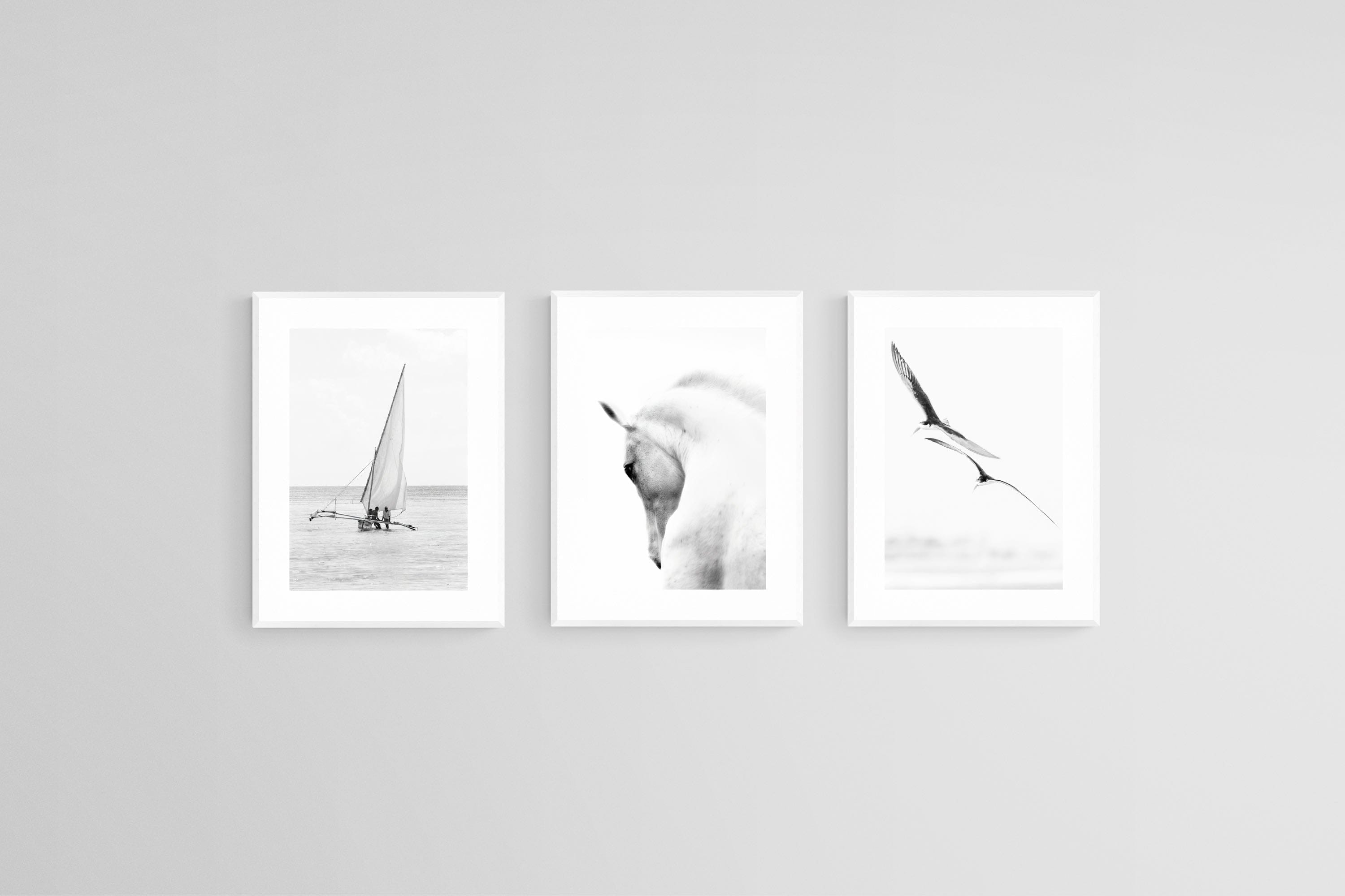 High Key Set-Wall_Art-45 x 60cm (x3)-Framed Print-White-Pixalot