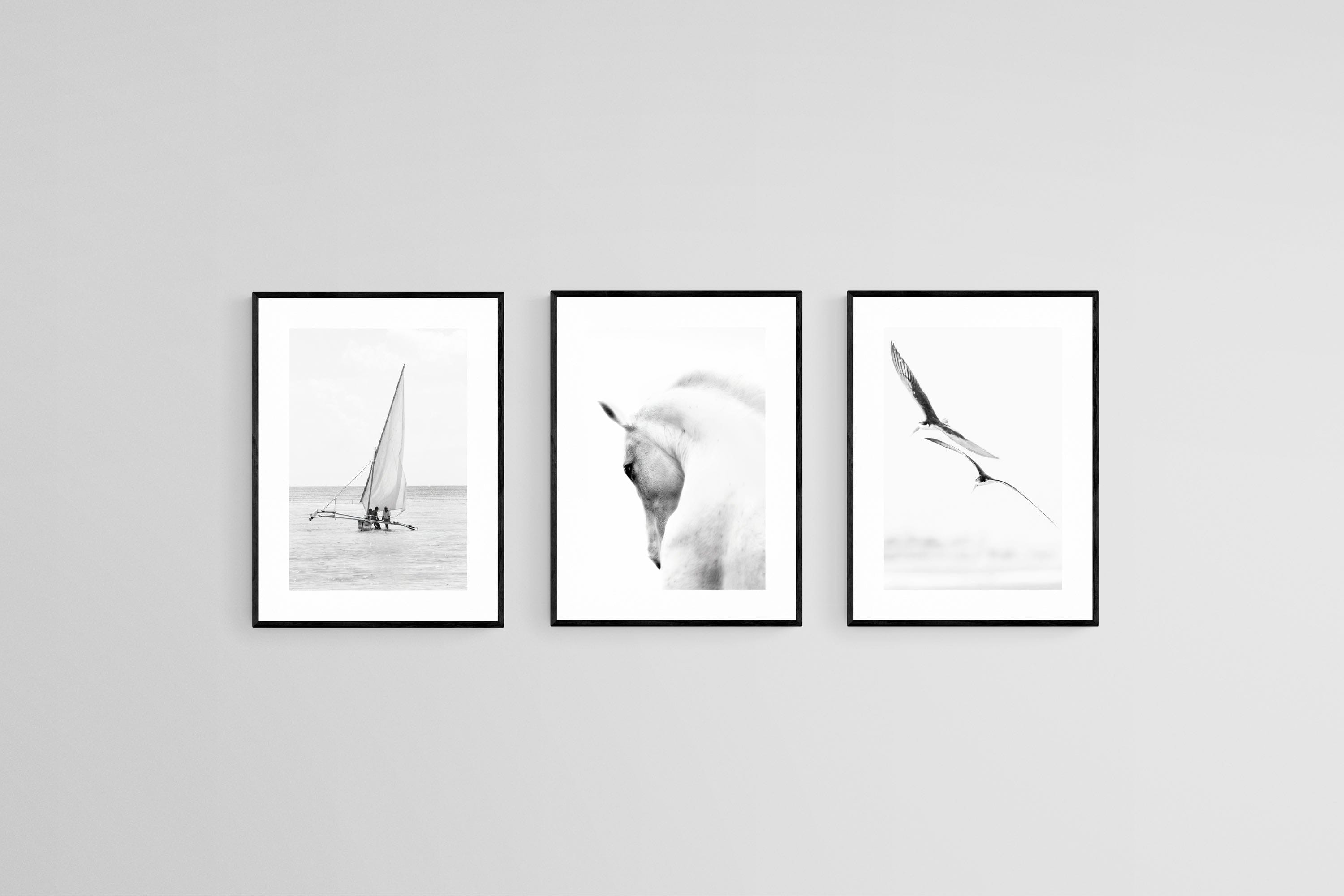 High Key Set-Wall_Art-45 x 60cm (x3)-Framed Print-Black-Pixalot