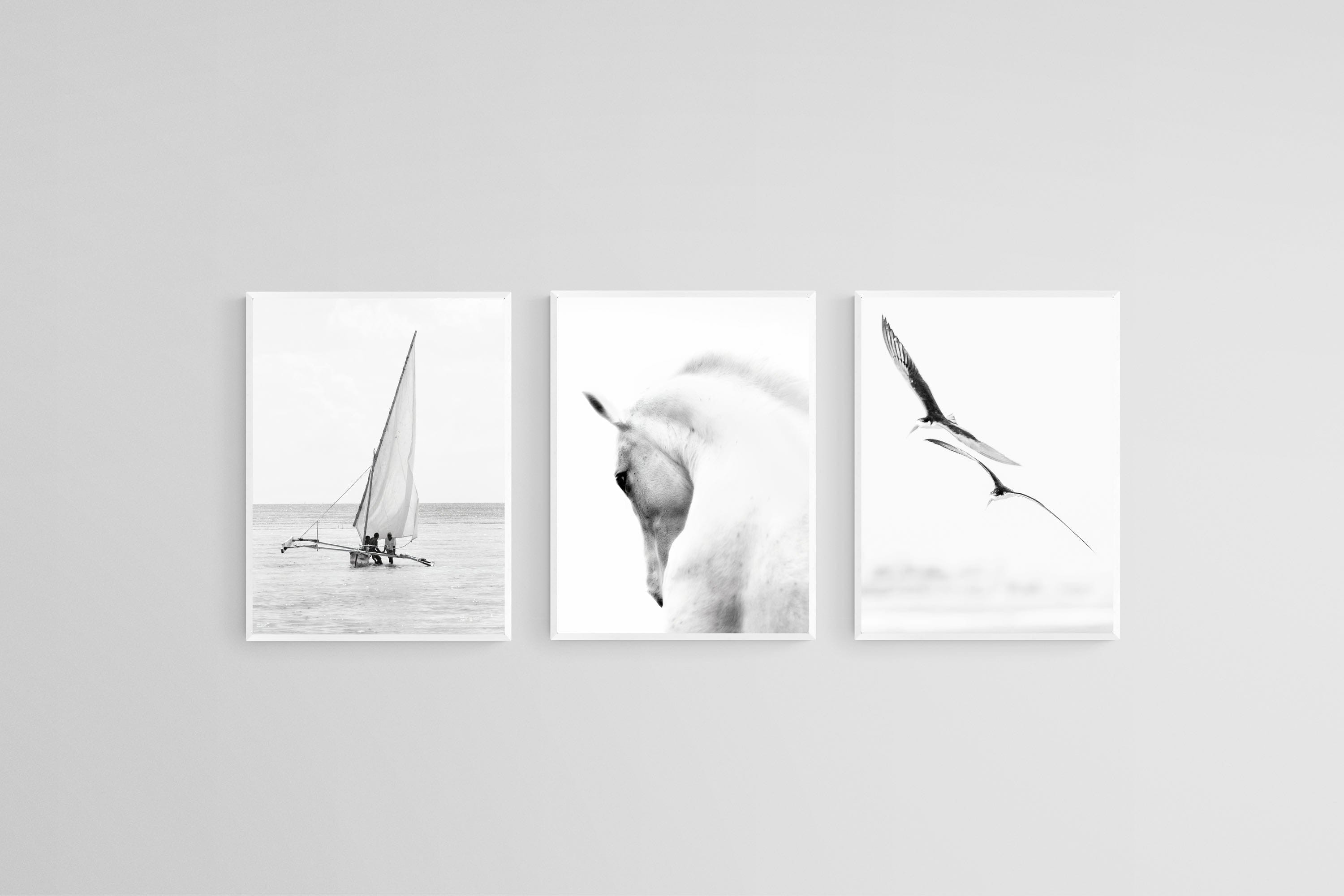 High Key Set-Wall_Art-45 x 60cm (x3)-Mounted Canvas-White-Pixalot