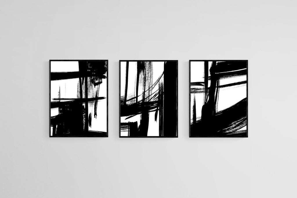 Hijinks Set-Wall_Art-45 x 60cm (x3)-Mounted Canvas-Black-Pixalot