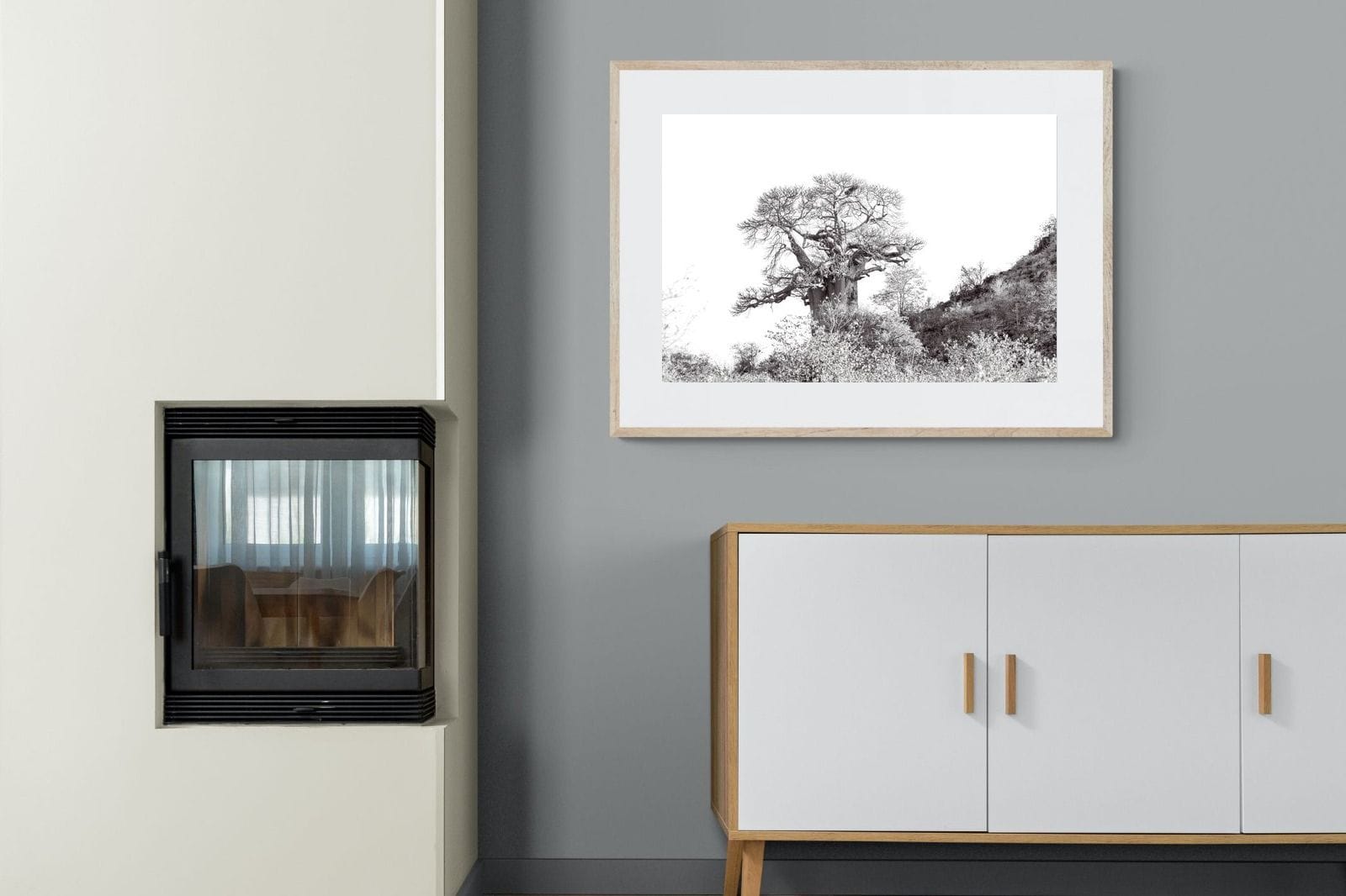Hillside Baobab-Wall_Art-100 x 75cm-Framed Print-Wood-Pixalot