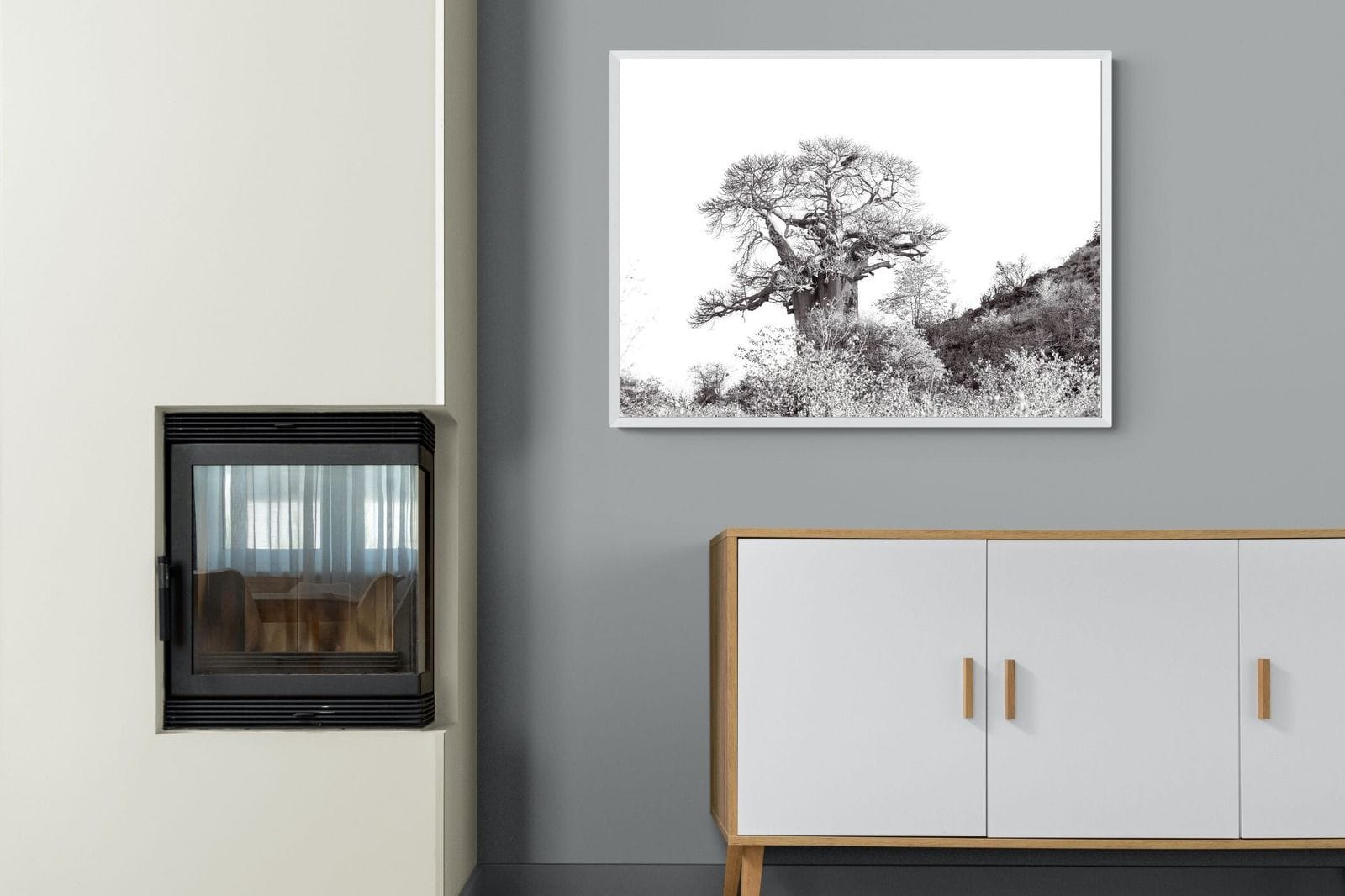 Hillside Baobab-Wall_Art-100 x 75cm-Mounted Canvas-White-Pixalot