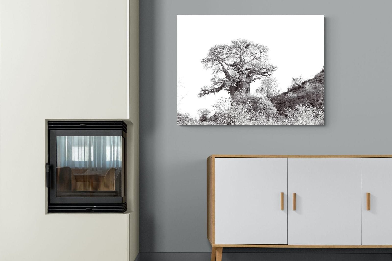 Hillside Baobab-Wall_Art-100 x 75cm-Mounted Canvas-No Frame-Pixalot