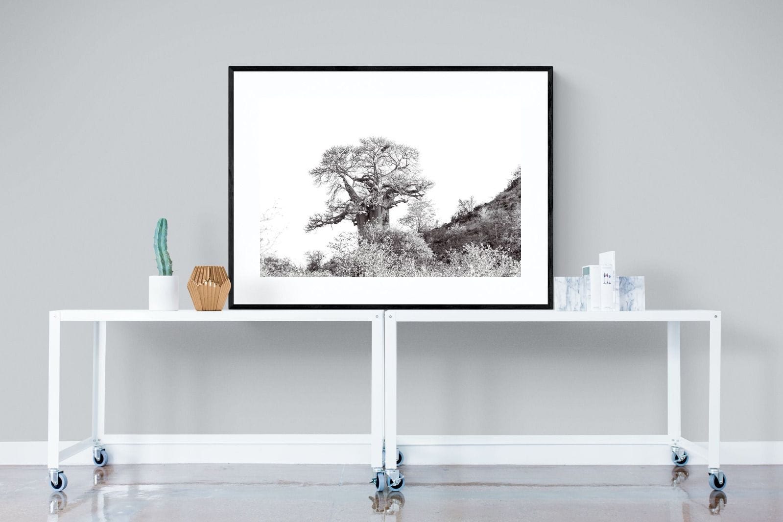 Hillside Baobab-Wall_Art-120 x 90cm-Framed Print-Black-Pixalot