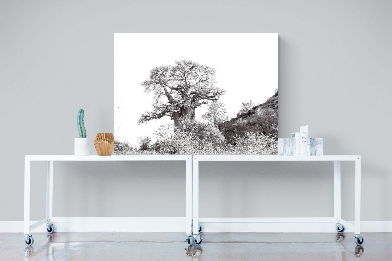 Hillside Baobab-Wall_Art-120 x 90cm-Mounted Canvas-No Frame-Pixalot