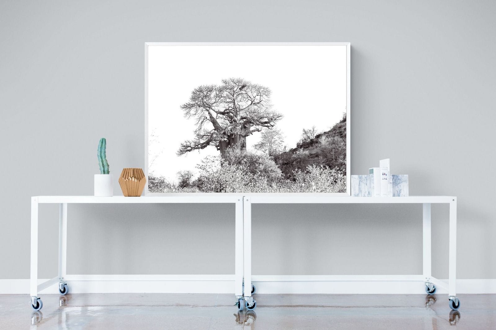 Hillside Baobab-Wall_Art-120 x 90cm-Mounted Canvas-White-Pixalot