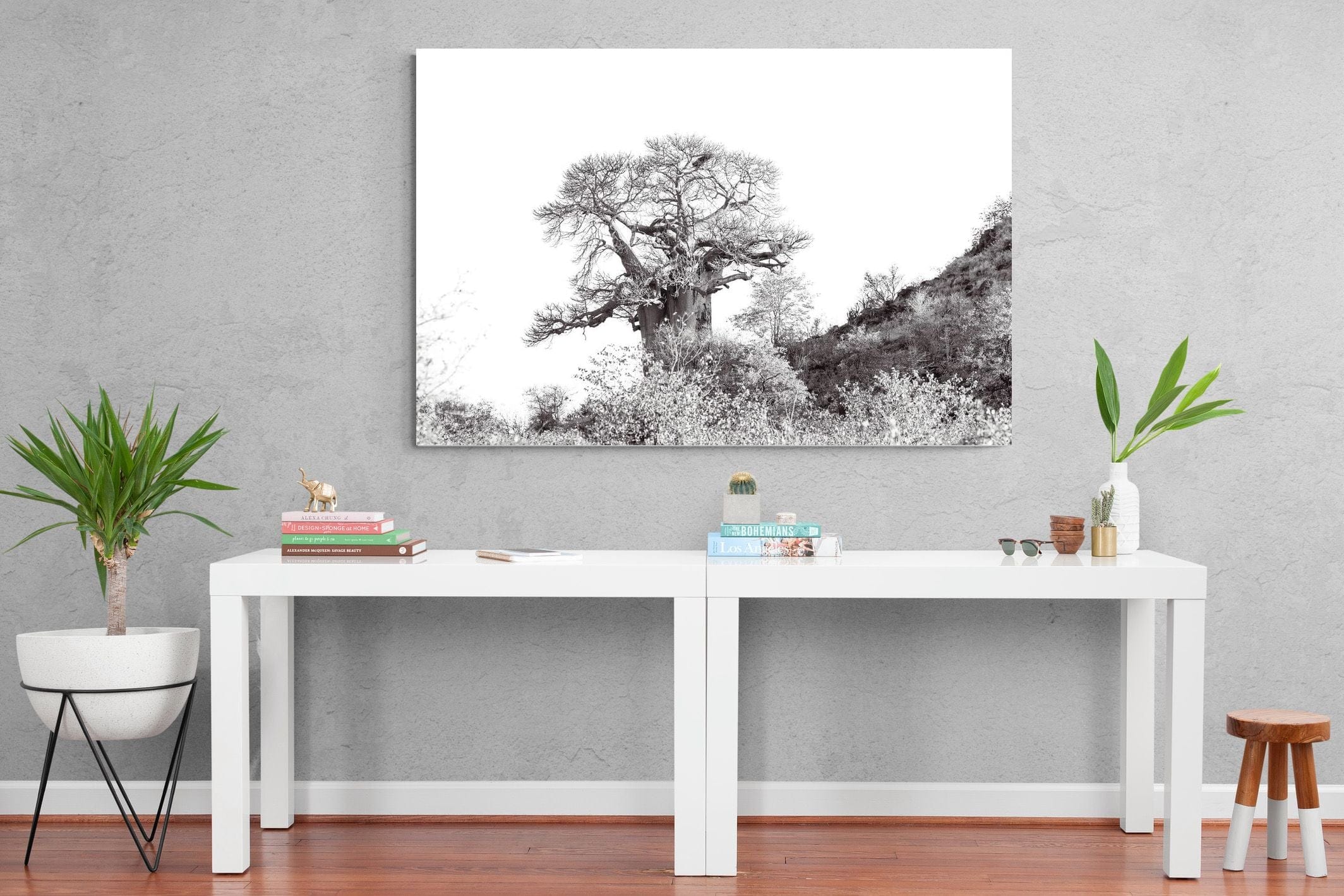 Hillside Baobab-Wall_Art-150 x 100cm-Mounted Canvas-No Frame-Pixalot
