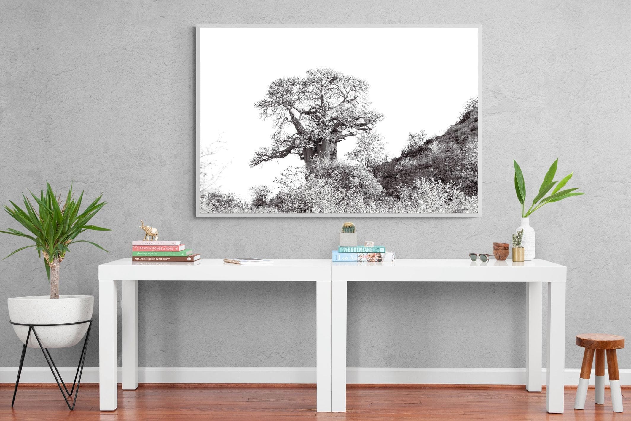 Hillside Baobab-Wall_Art-150 x 100cm-Mounted Canvas-White-Pixalot