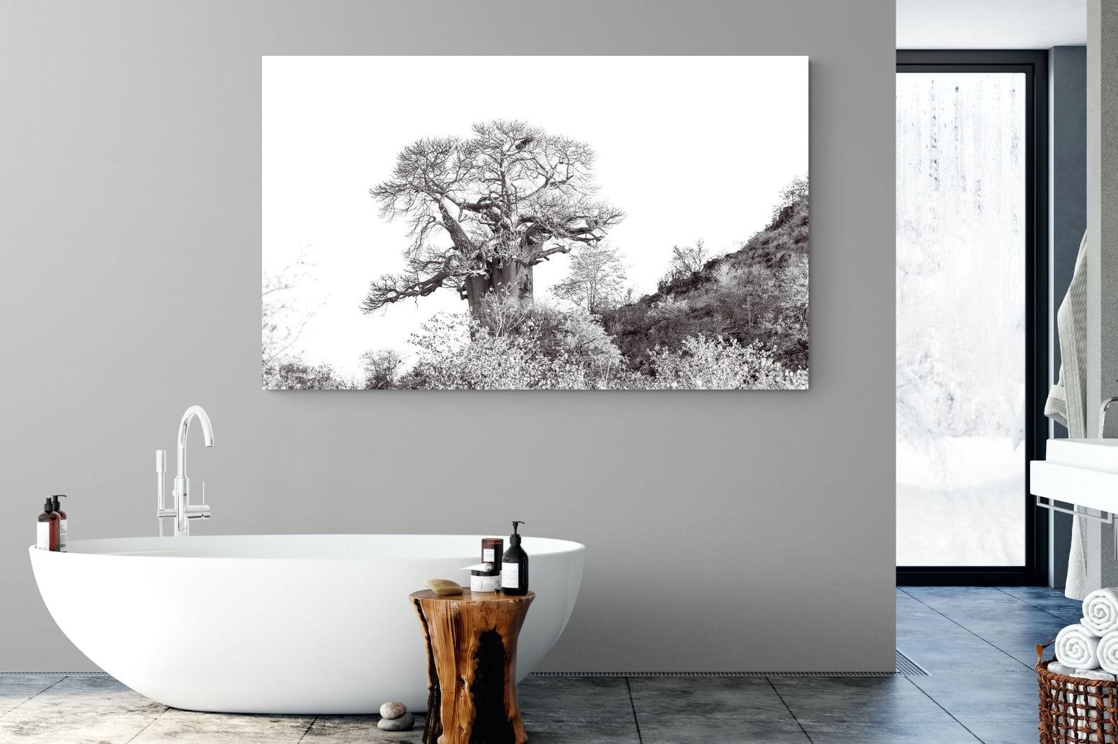 Hillside Baobab-Wall_Art-180 x 110cm-Mounted Canvas-No Frame-Pixalot