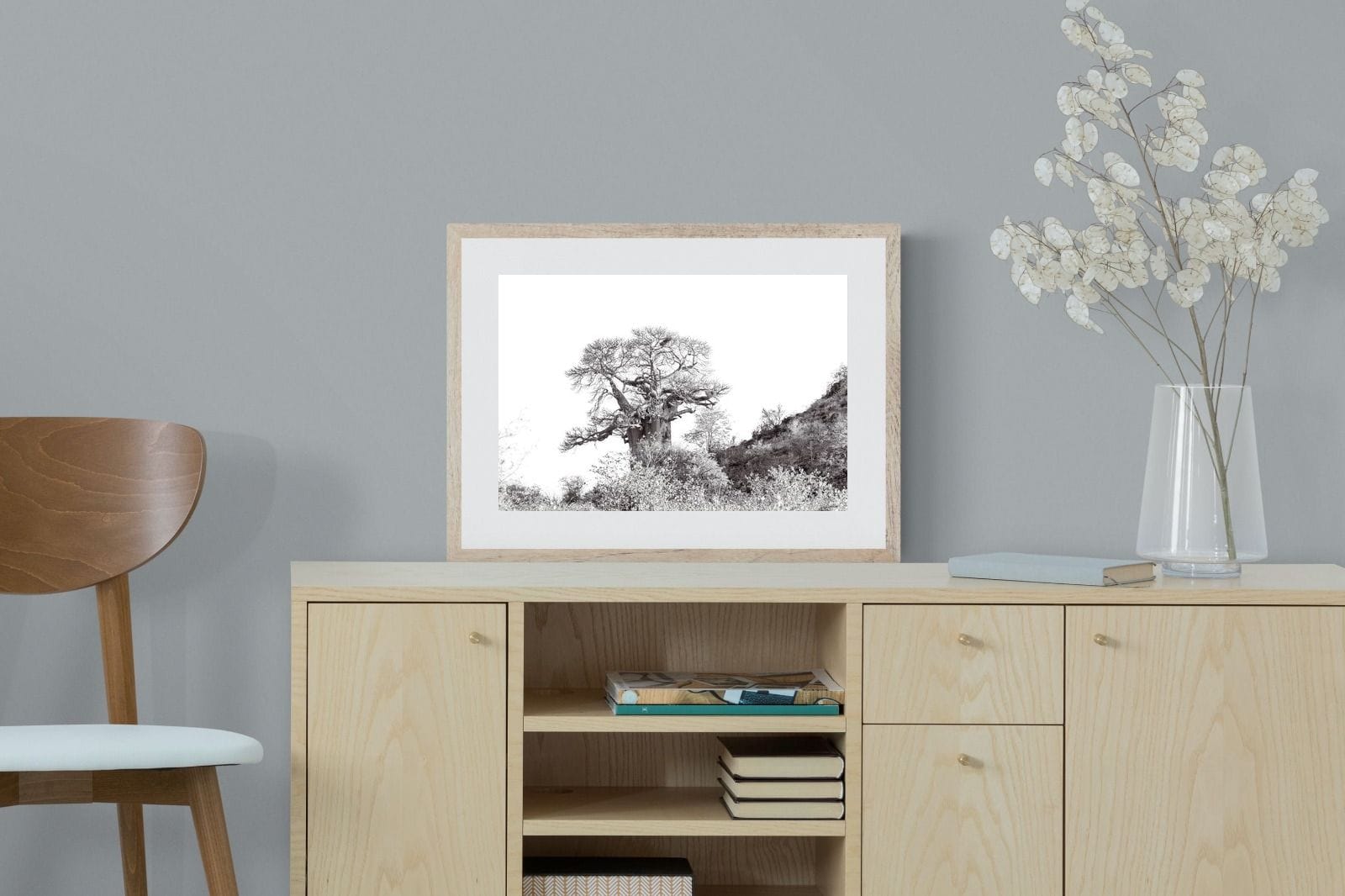 Hillside Baobab-Wall_Art-60 x 45cm-Framed Print-Wood-Pixalot