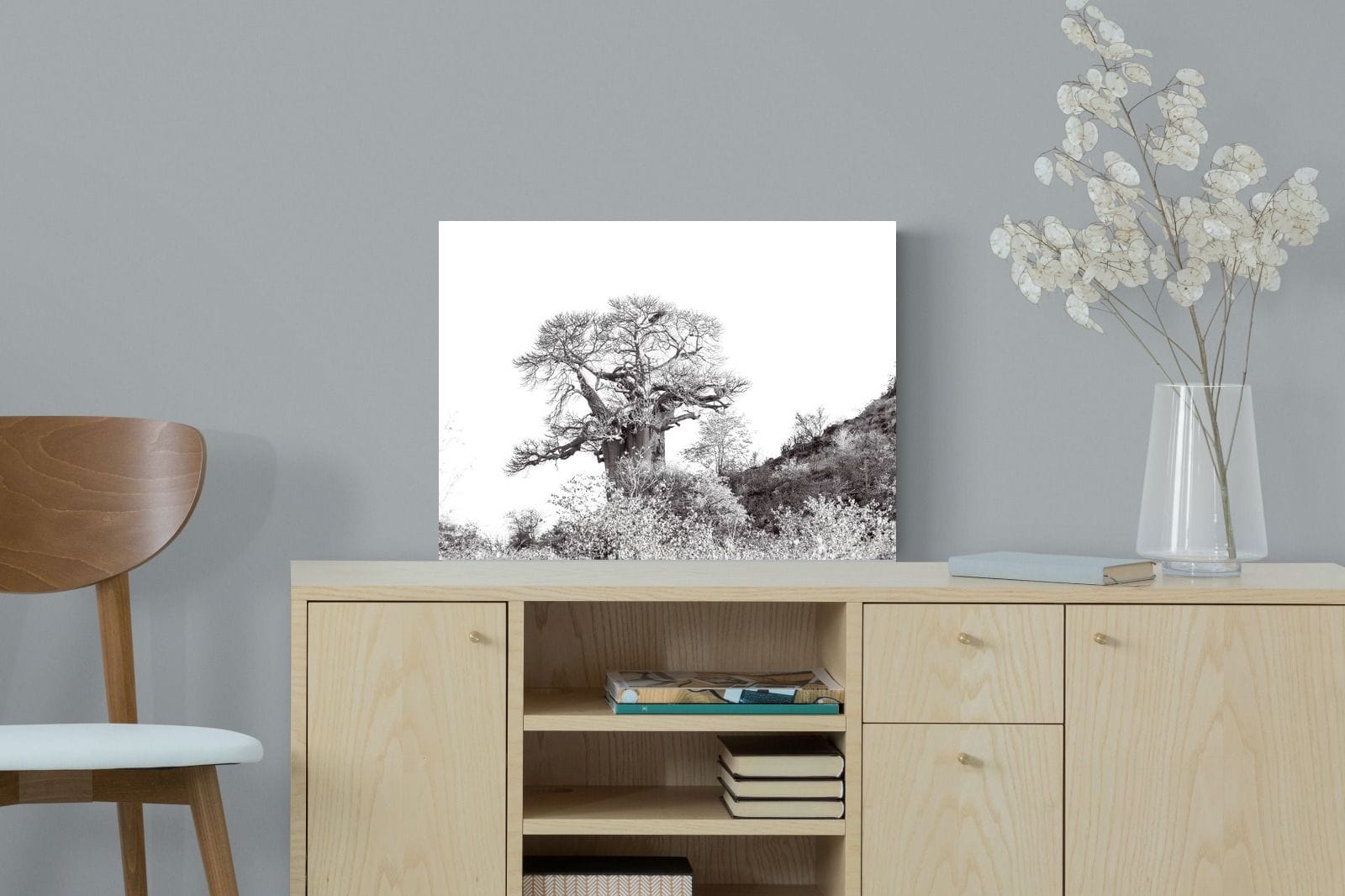 Hillside Baobab-Wall_Art-60 x 45cm-Mounted Canvas-No Frame-Pixalot
