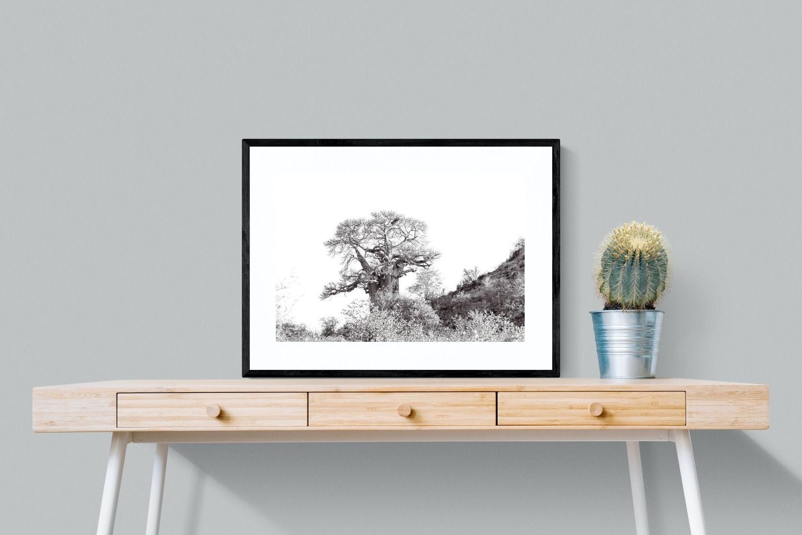 Hillside Baobab-Wall_Art-80 x 60cm-Framed Print-Black-Pixalot