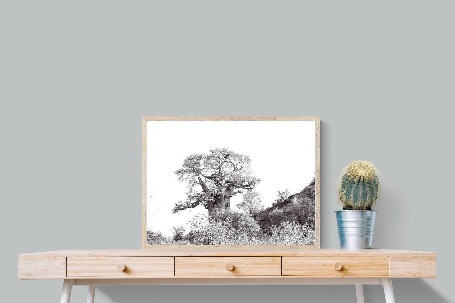 Hillside Baobab-Wall_Art-80 x 60cm-Mounted Canvas-Wood-Pixalot