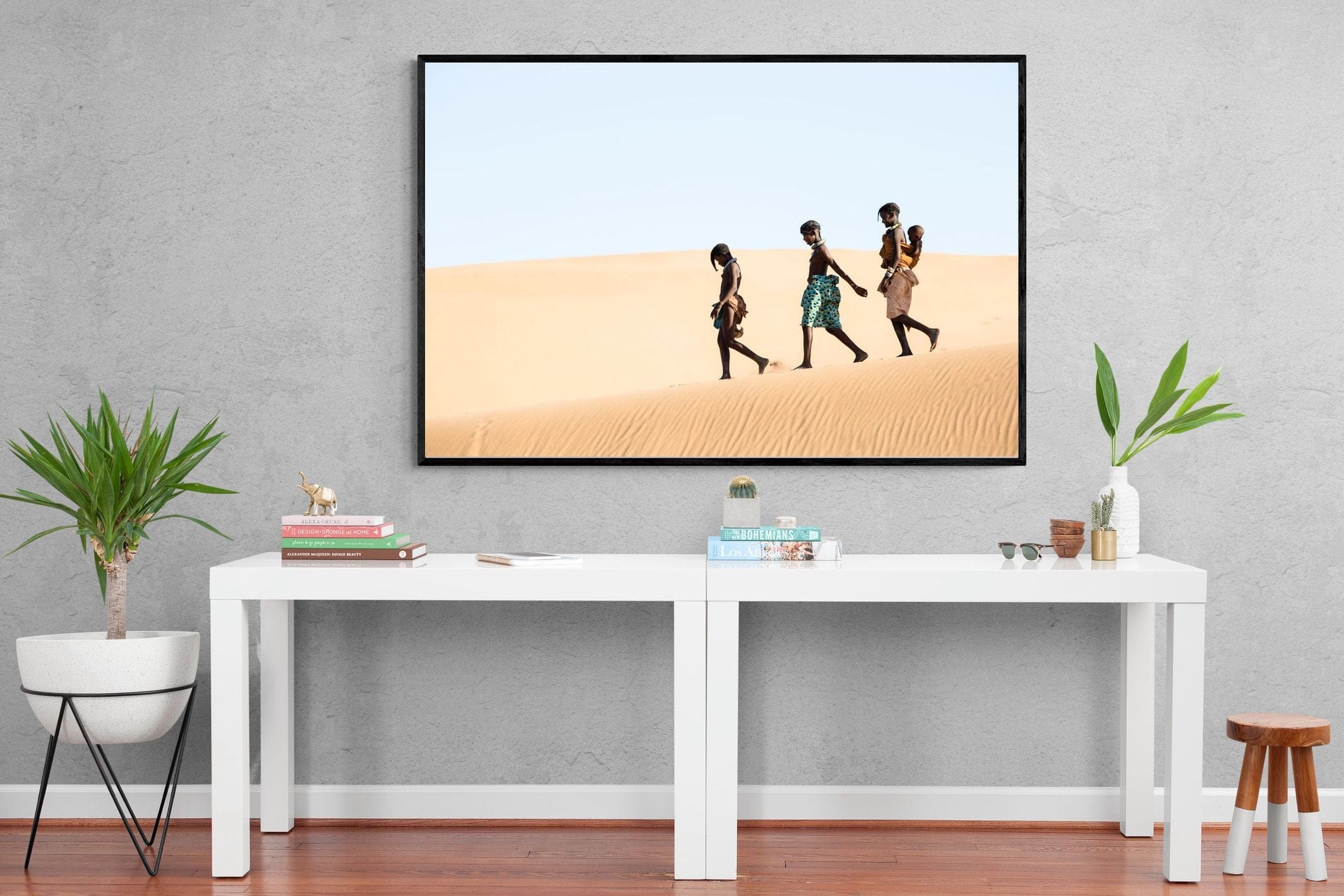 Himba Kids-Wall_Art-150 x 100cm-Mounted Canvas-Black-Pixalot