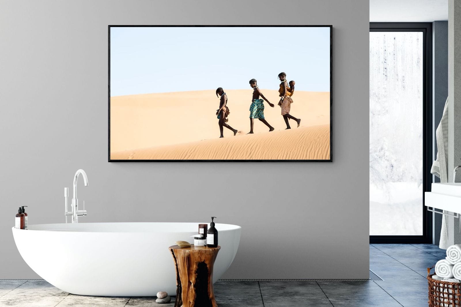 Himba Kids-Wall_Art-180 x 110cm-Mounted Canvas-Black-Pixalot