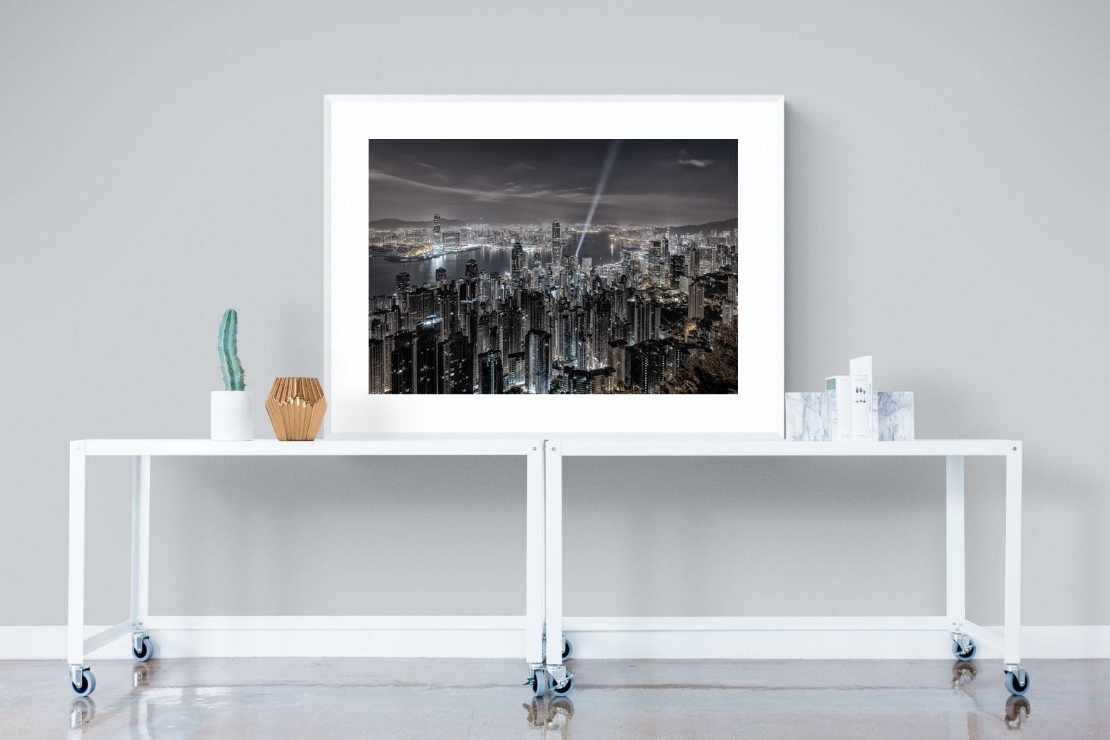 Hong Kong Harbour-Wall_Art-120 x 90cm-Framed Print-White-Pixalot
