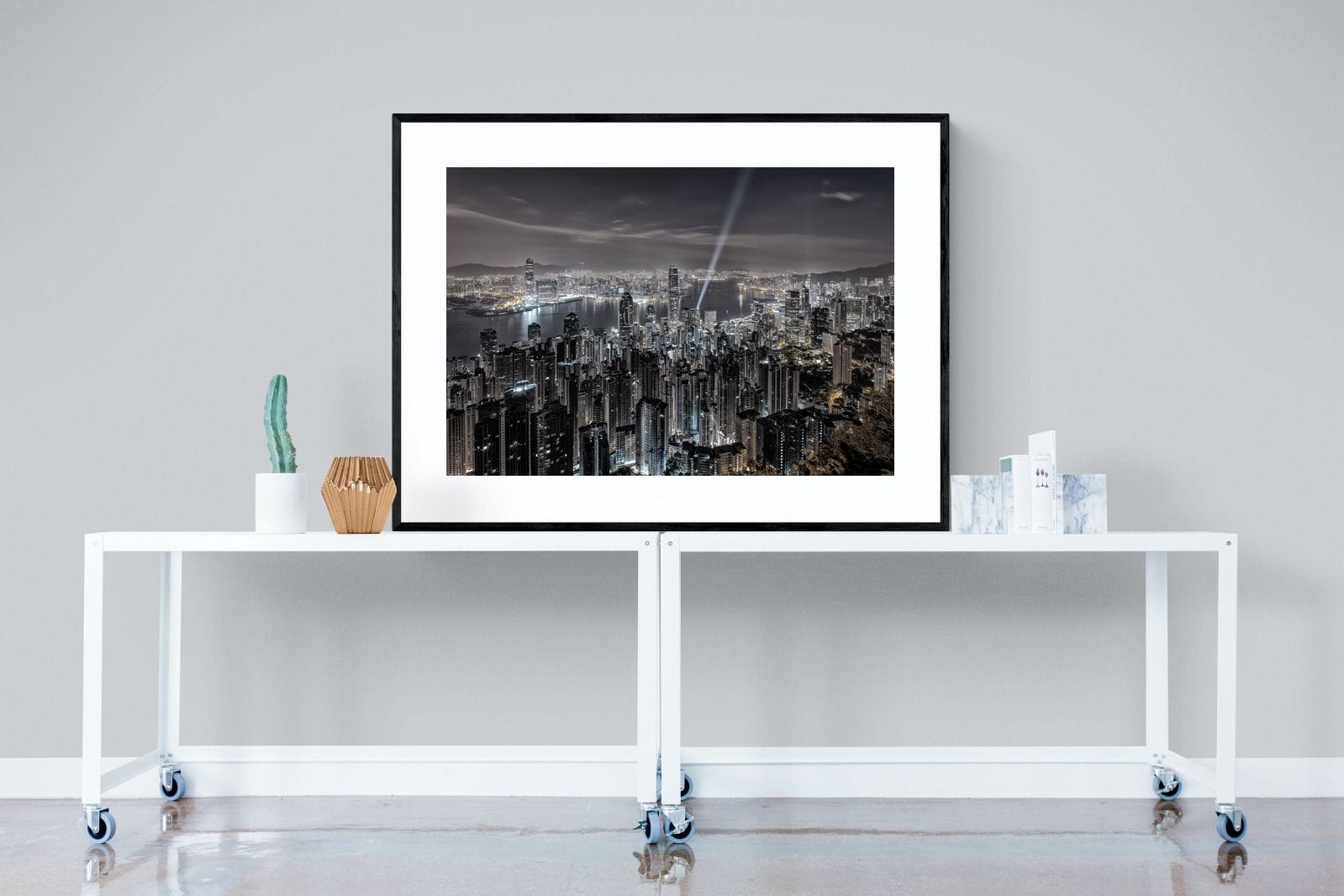 Hong Kong Harbour-Wall_Art-120 x 90cm-Framed Print-Black-Pixalot