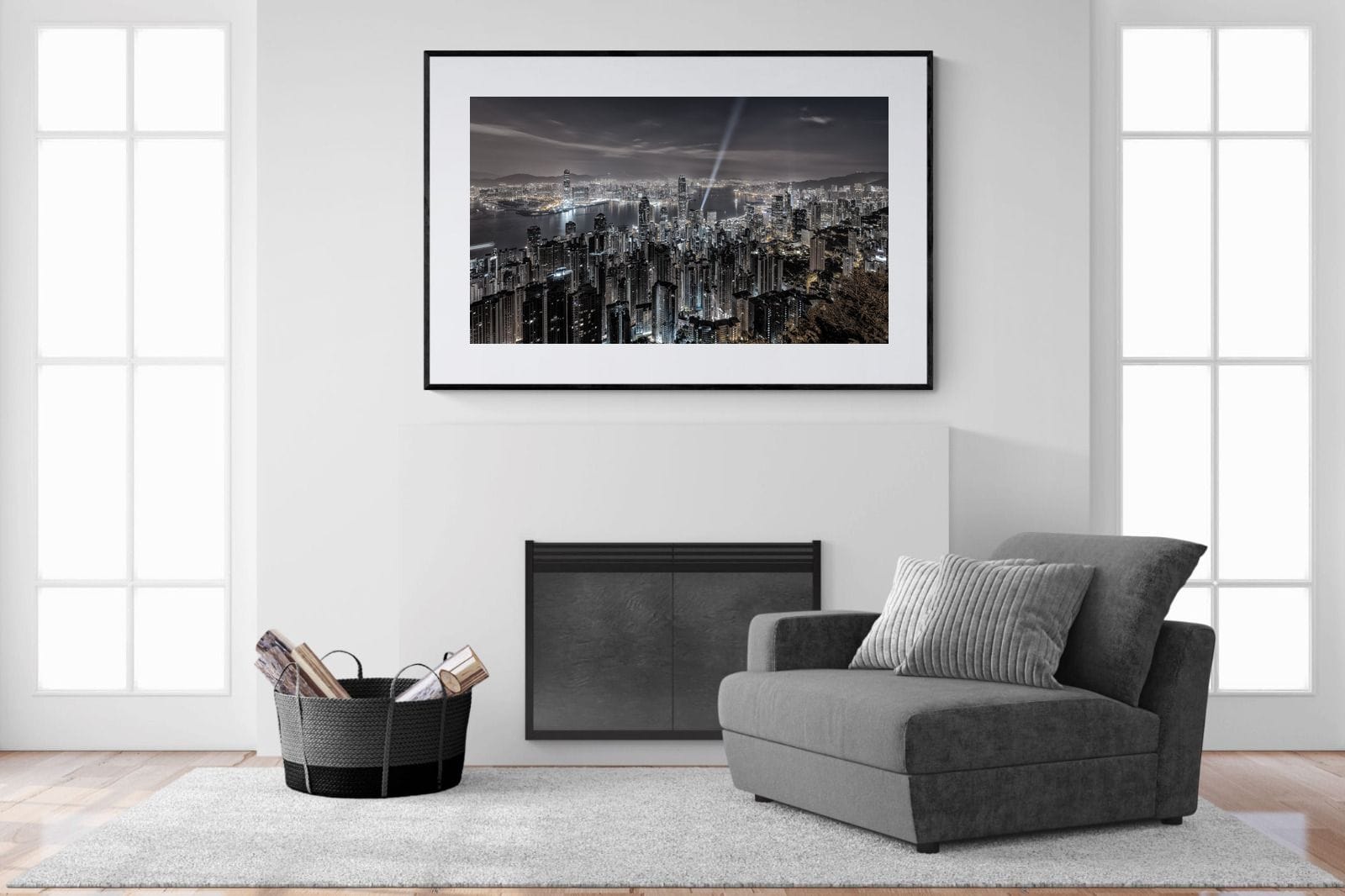 Hong Kong Harbour-Wall_Art-150 x 100cm-Framed Print-Black-Pixalot