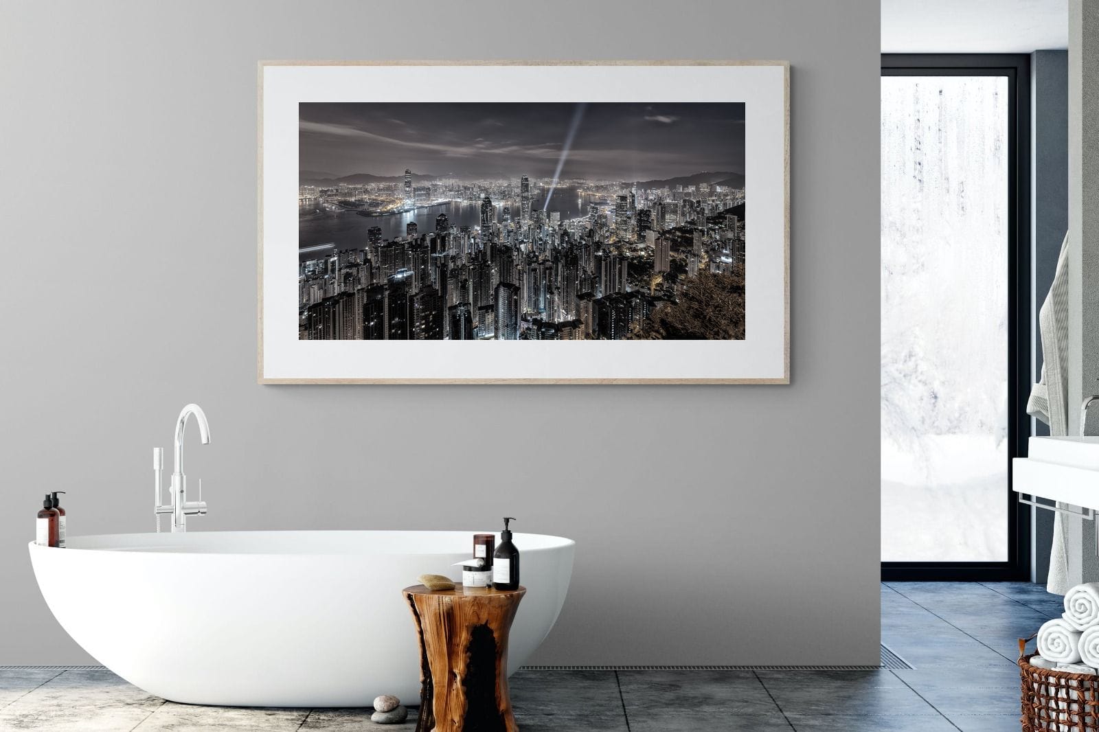 Hong Kong Harbour-Wall_Art-180 x 110cm-Framed Print-Wood-Pixalot