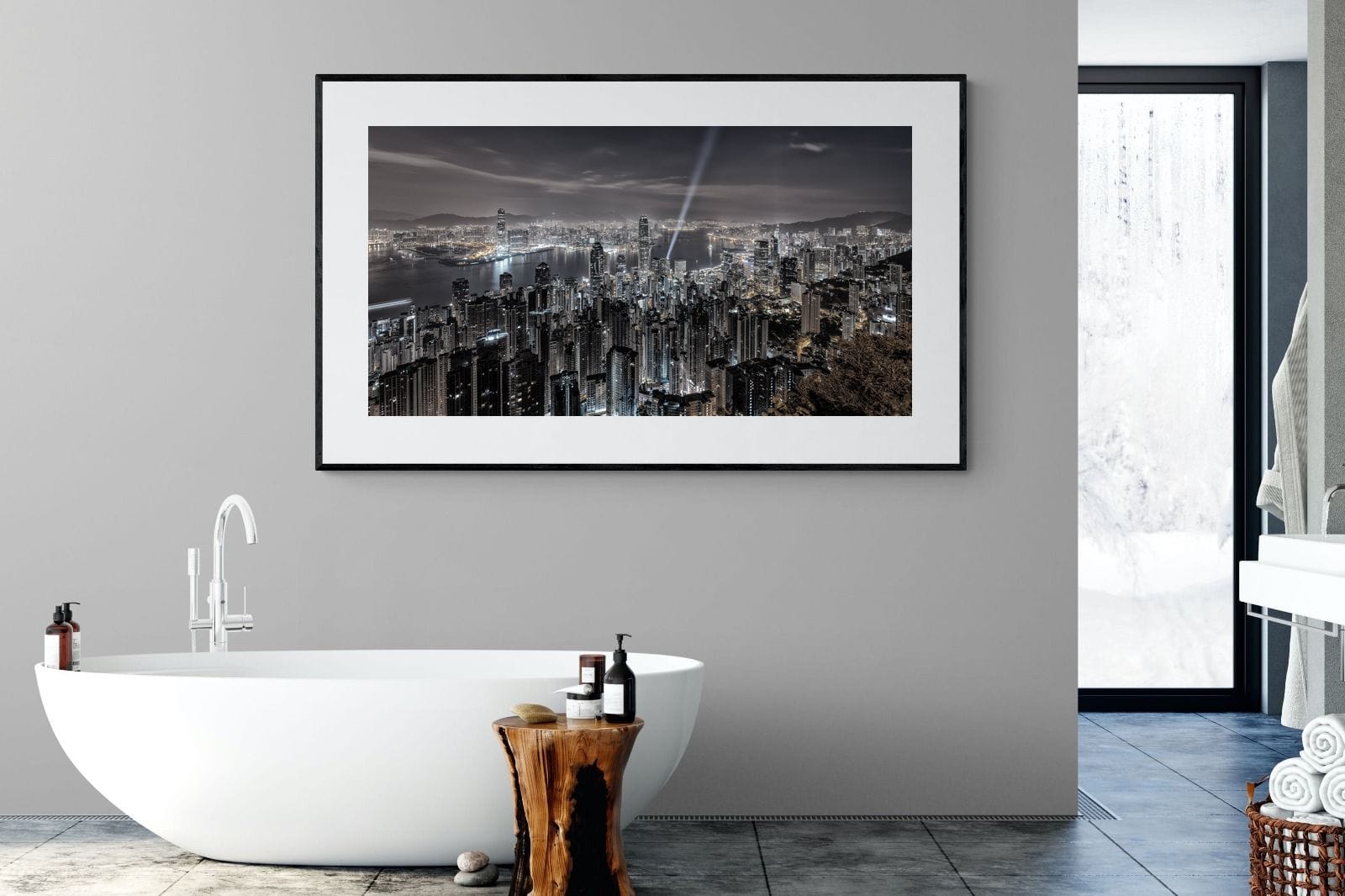 Hong Kong Harbour-Wall_Art-180 x 110cm-Framed Print-Black-Pixalot