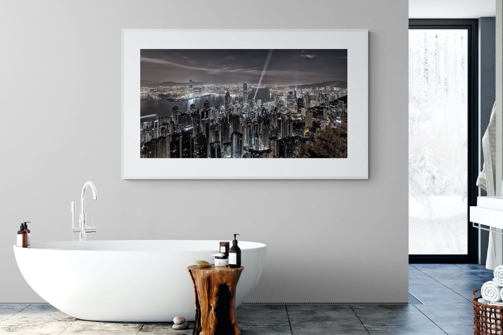 Hong Kong Harbour-Wall_Art-180 x 110cm-Framed Print-White-Pixalot