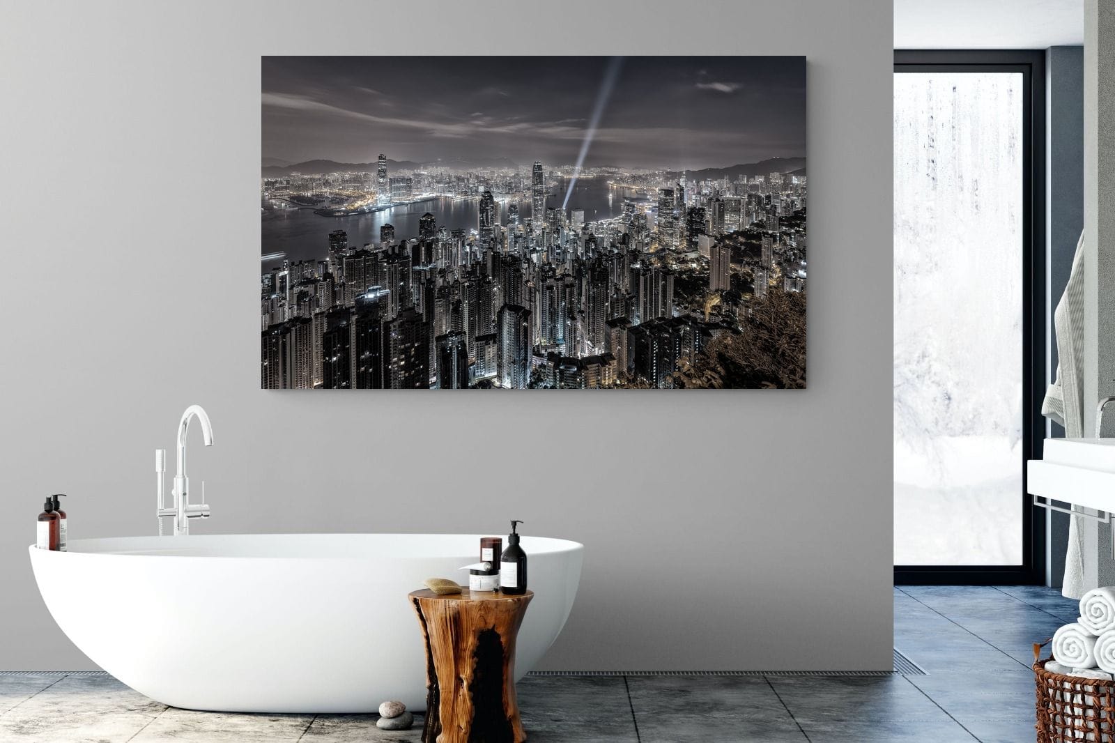 Hong Kong Harbour-Wall_Art-180 x 110cm-Mounted Canvas-No Frame-Pixalot